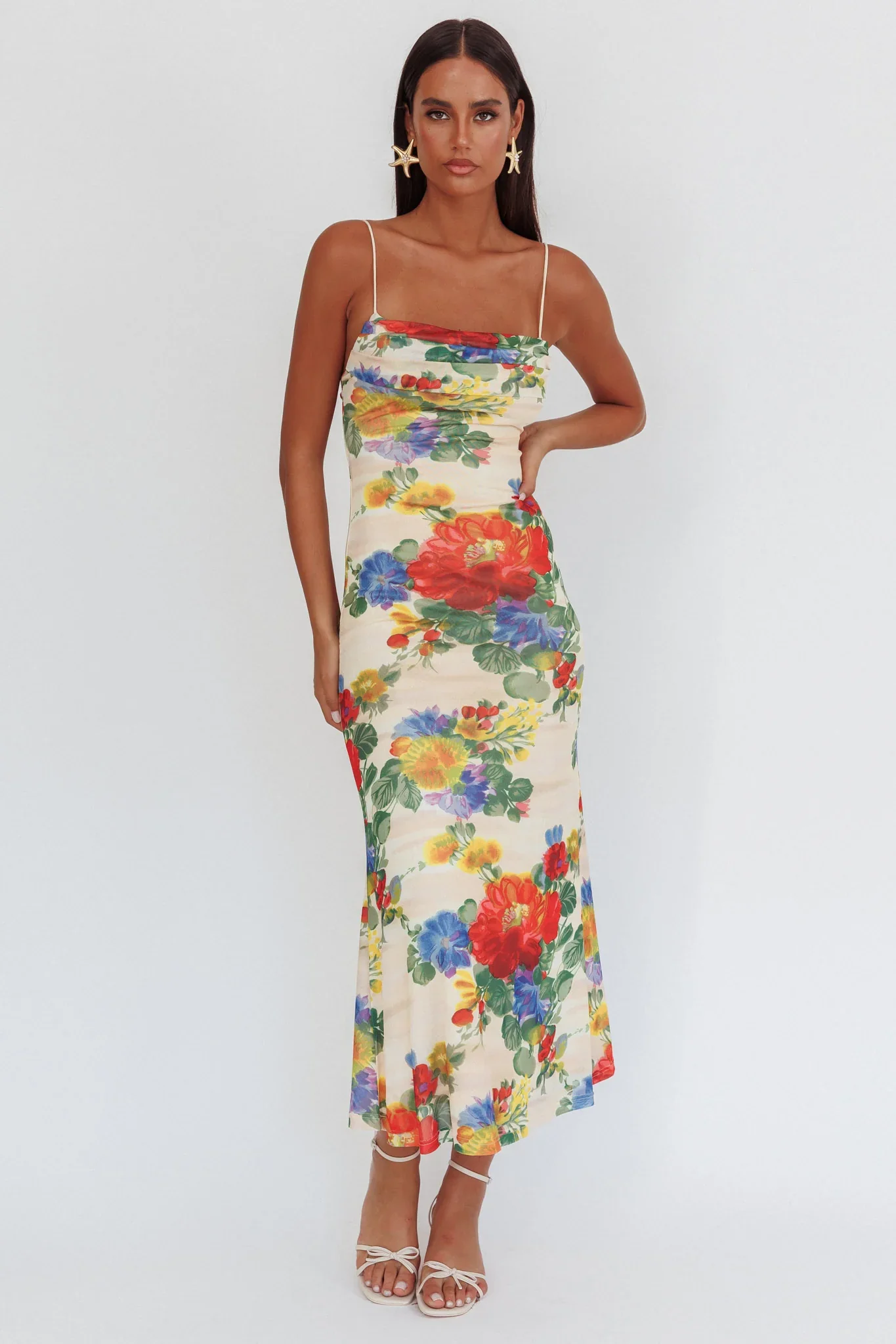 Days Ahead Mesh Overlay Maxi Dress Floral Pink