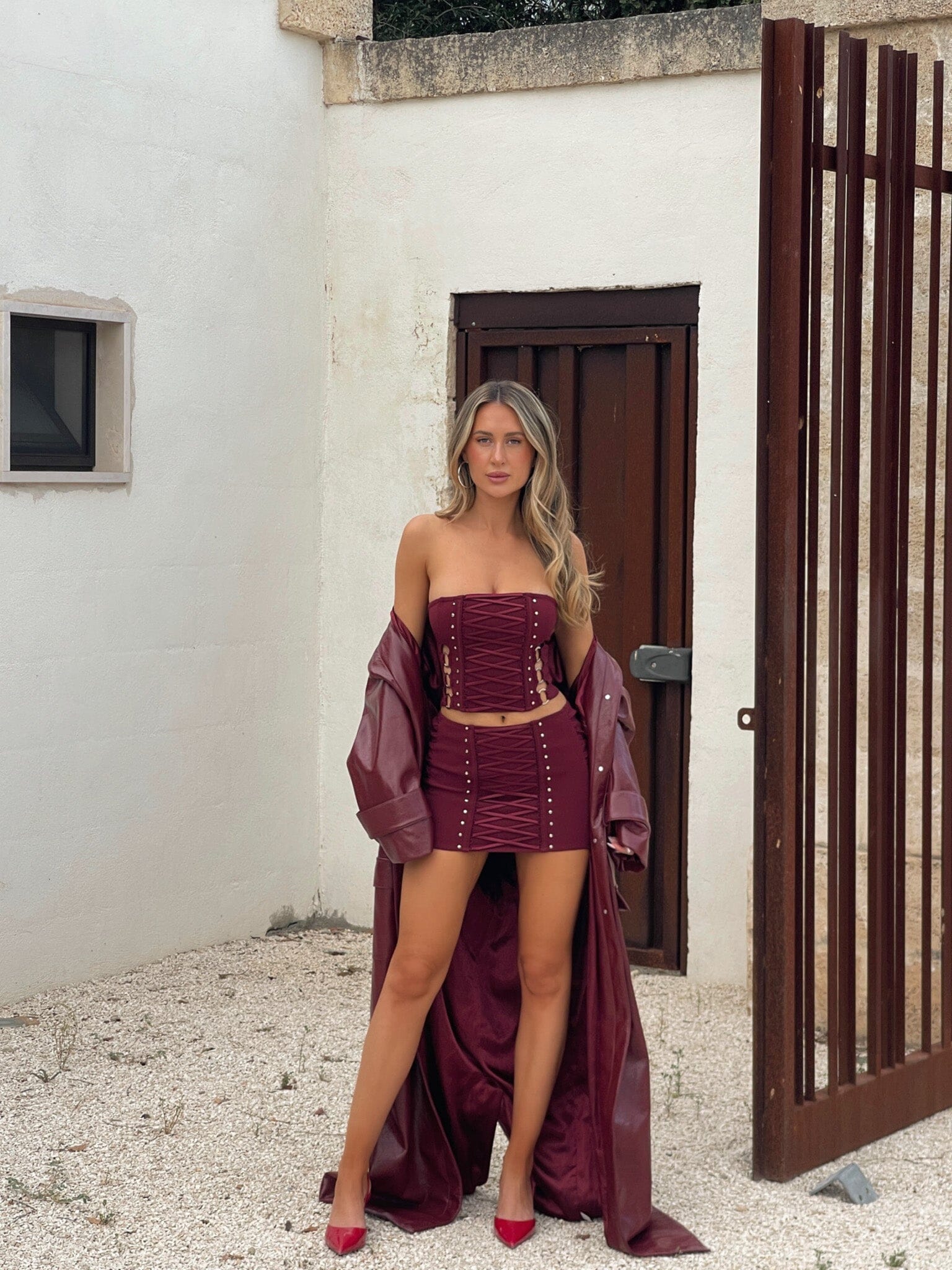 MARTINE MINI SKIRT BURGUNDY