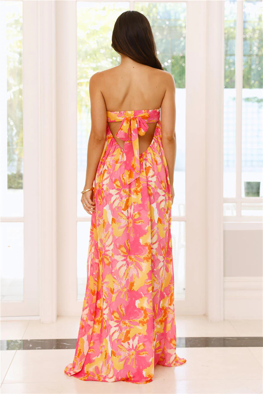 Sunshine State Of Mind Strapless Maxi Dress Pink