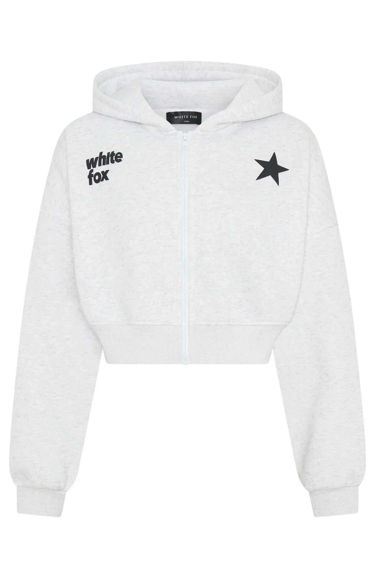 From The Archives Charli Cropped Zip Front Hoodie Grey Marle