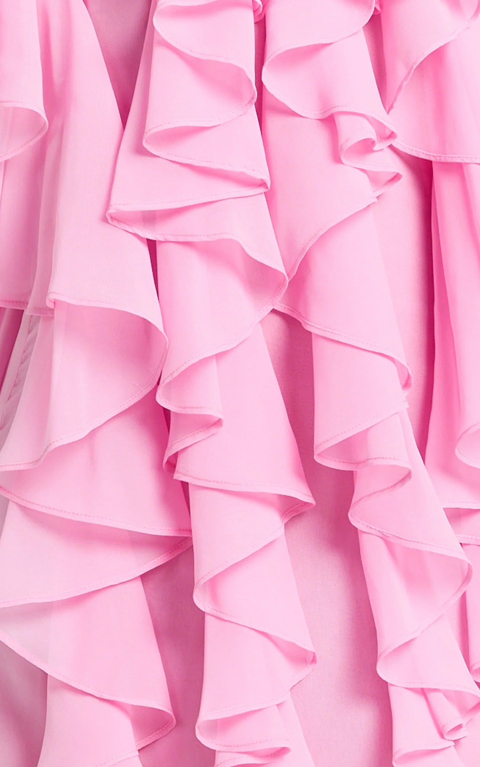 Carlson Mini Dress Halter Neck Ruffle Tiered Dress in Pink