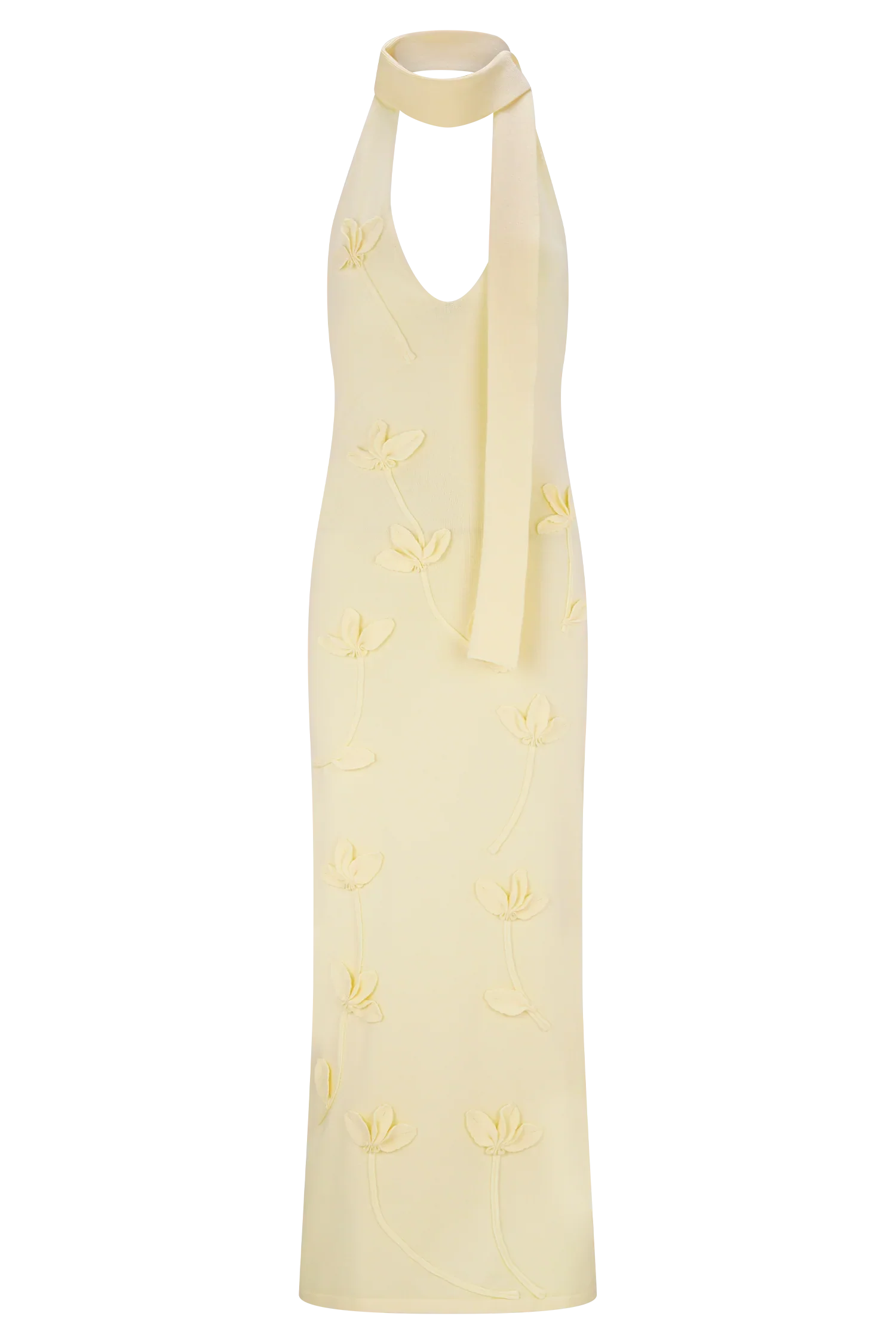 Wynn Floral Knit Midi Dress - Lemon