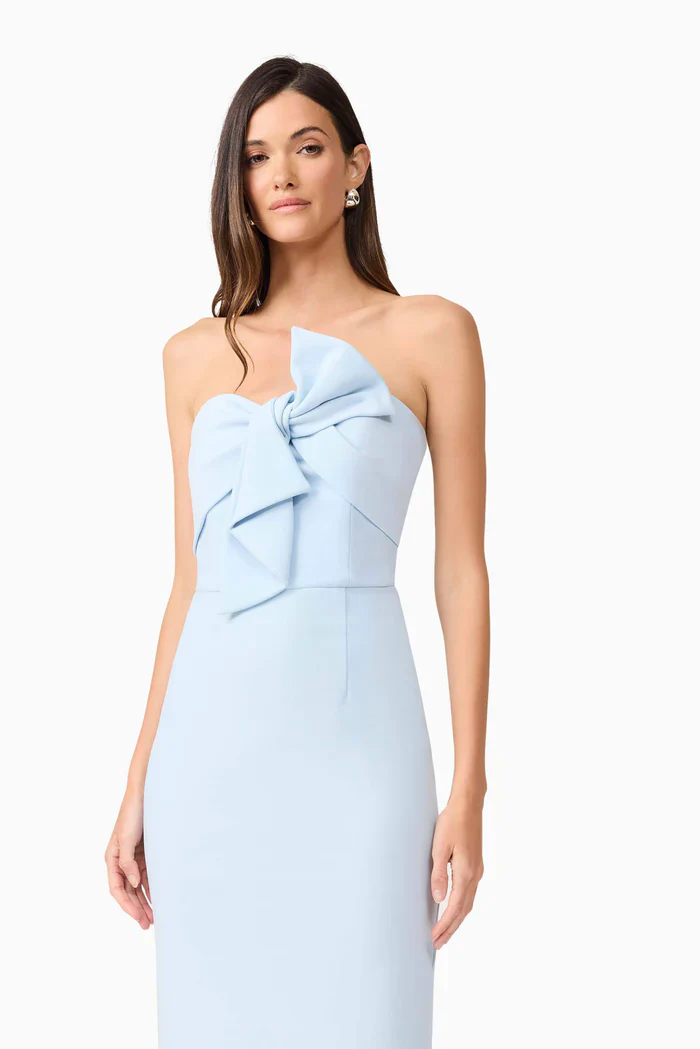 Ami Strapless Midi Dress in Blue