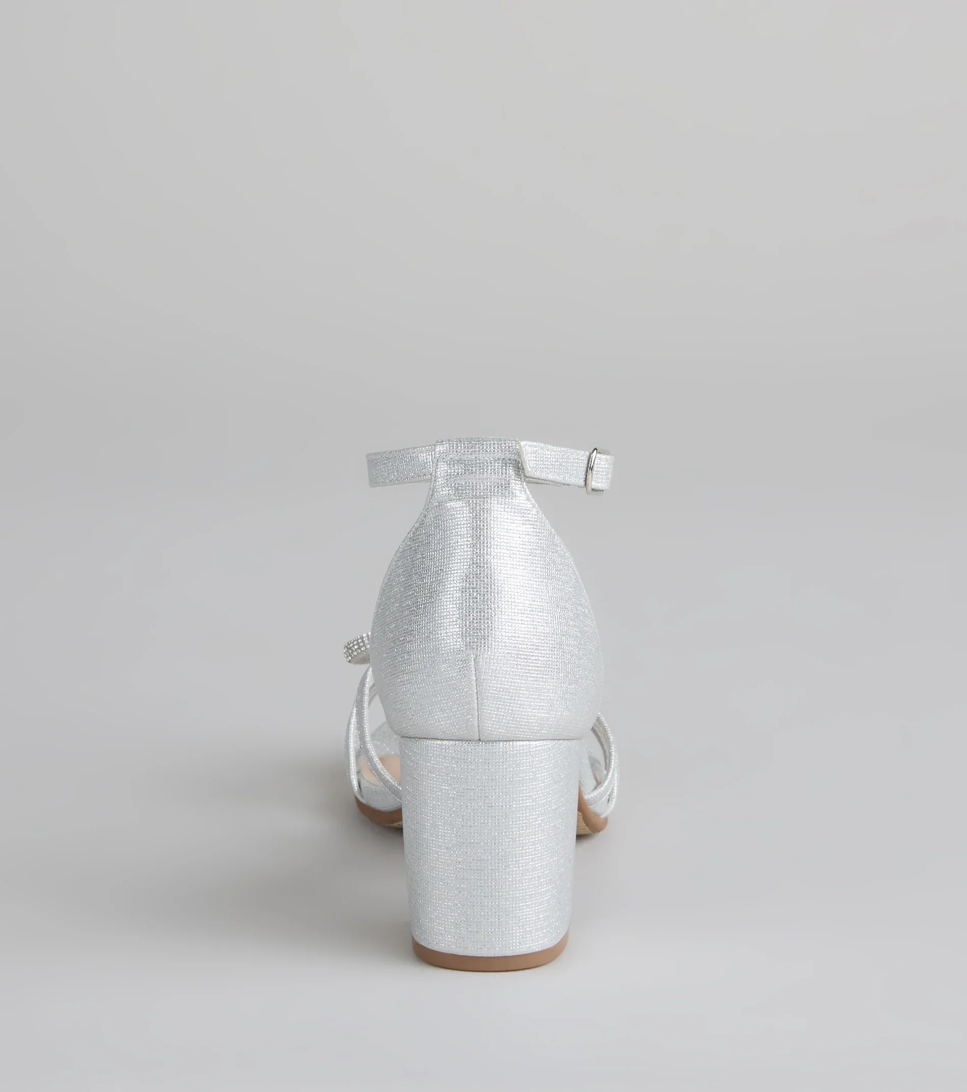 Starlit Glam Rhinestone Bow Glitter Block Heels