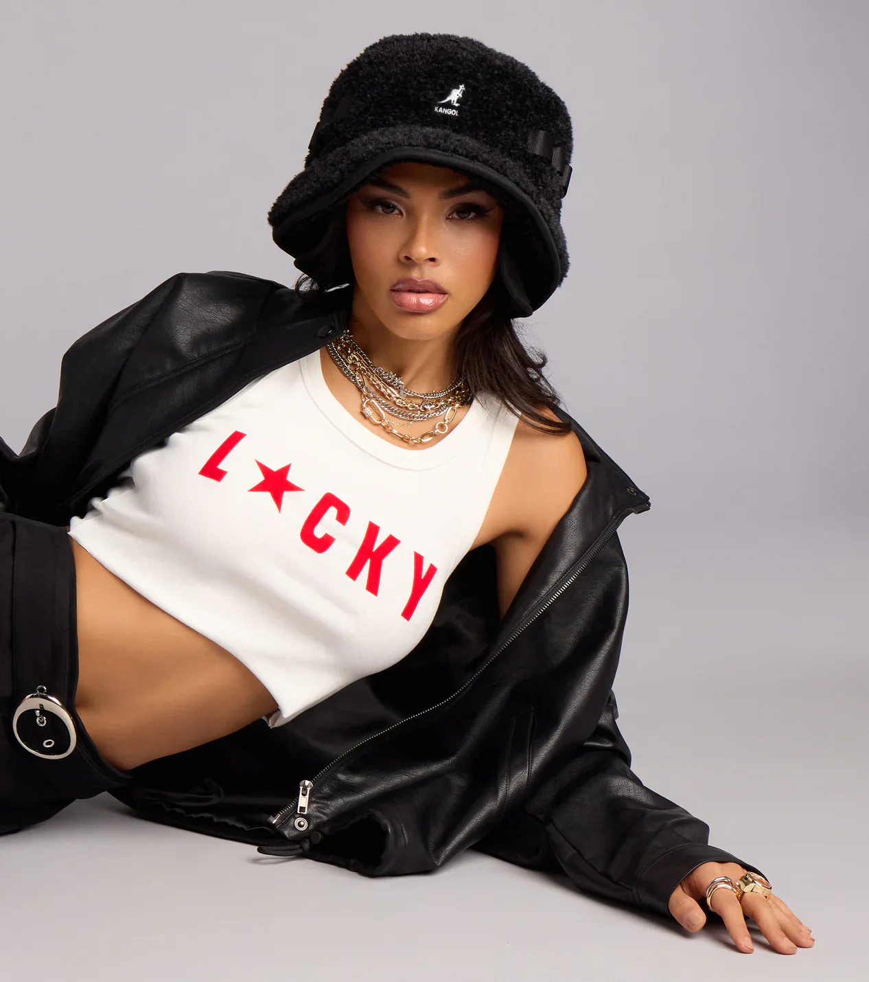 Kangol Faux Fur Shearling Bucket Hat