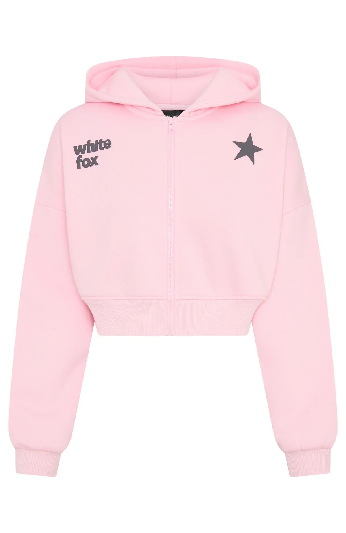 From The Archives Charli Cropped Zip Front Hoodie Pink