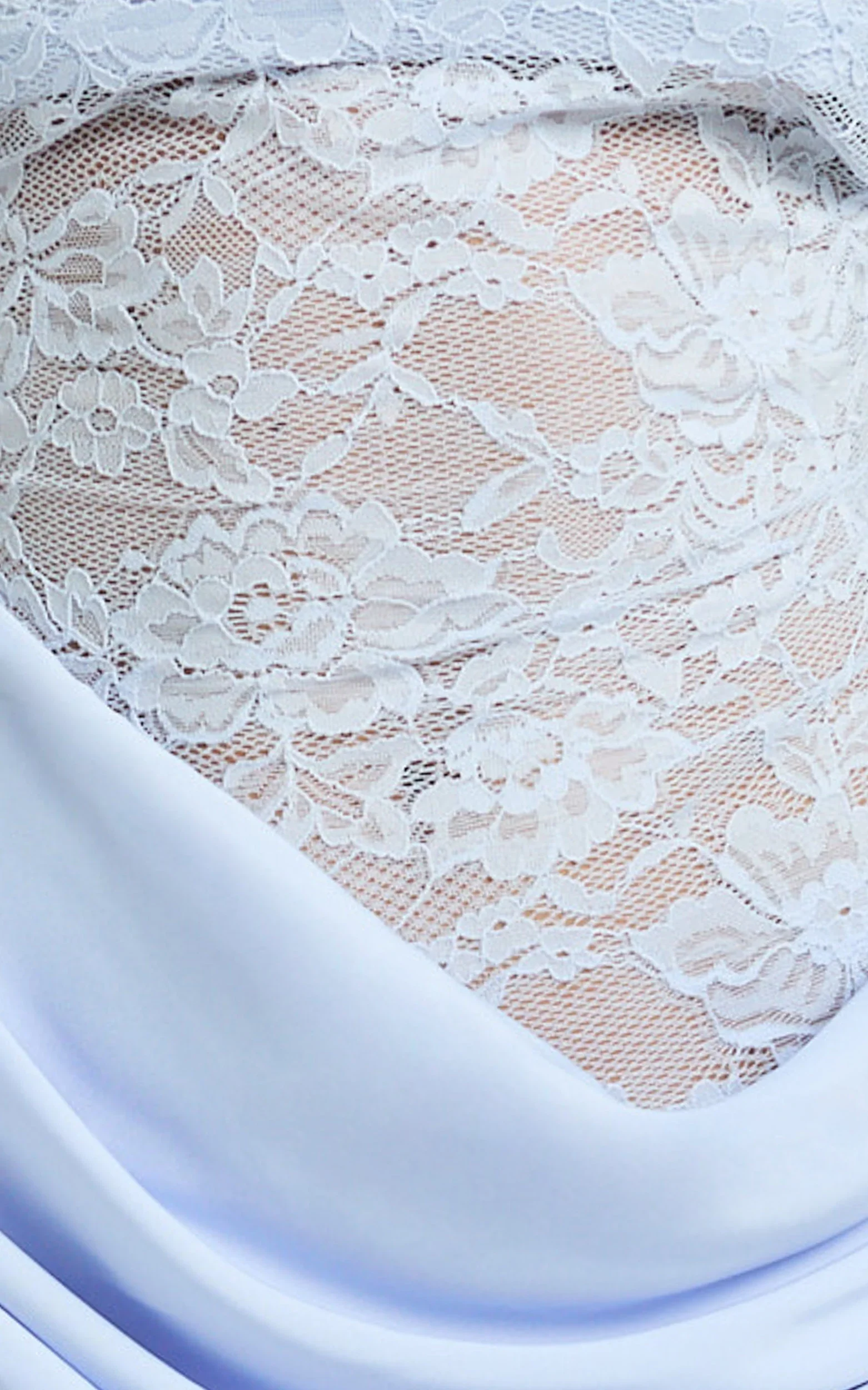 Rania Maxi Dress Contrast Lace Bodice Bias Cowl Drop Waist Dress in Soft Blue