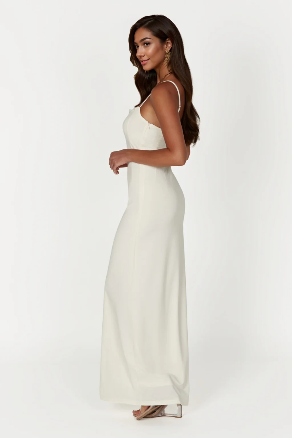 Amorette Lace Trim Maxi Dress - Bone