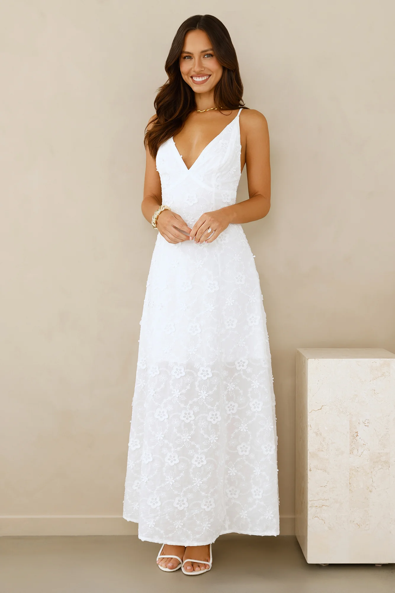 Soft Moonbeam Maxi Dress White
