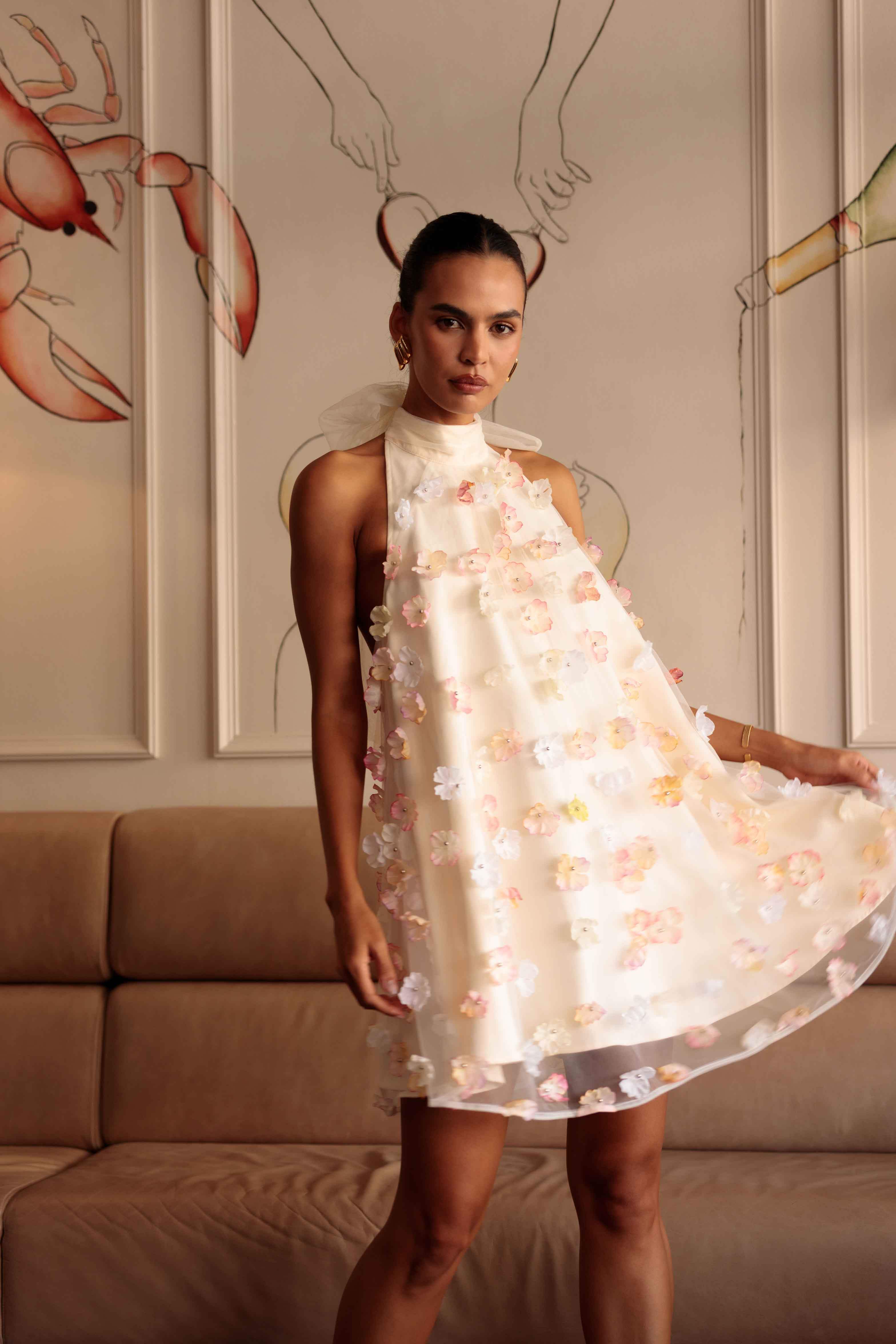 Livia Trapeze Mini Dress in Yellow