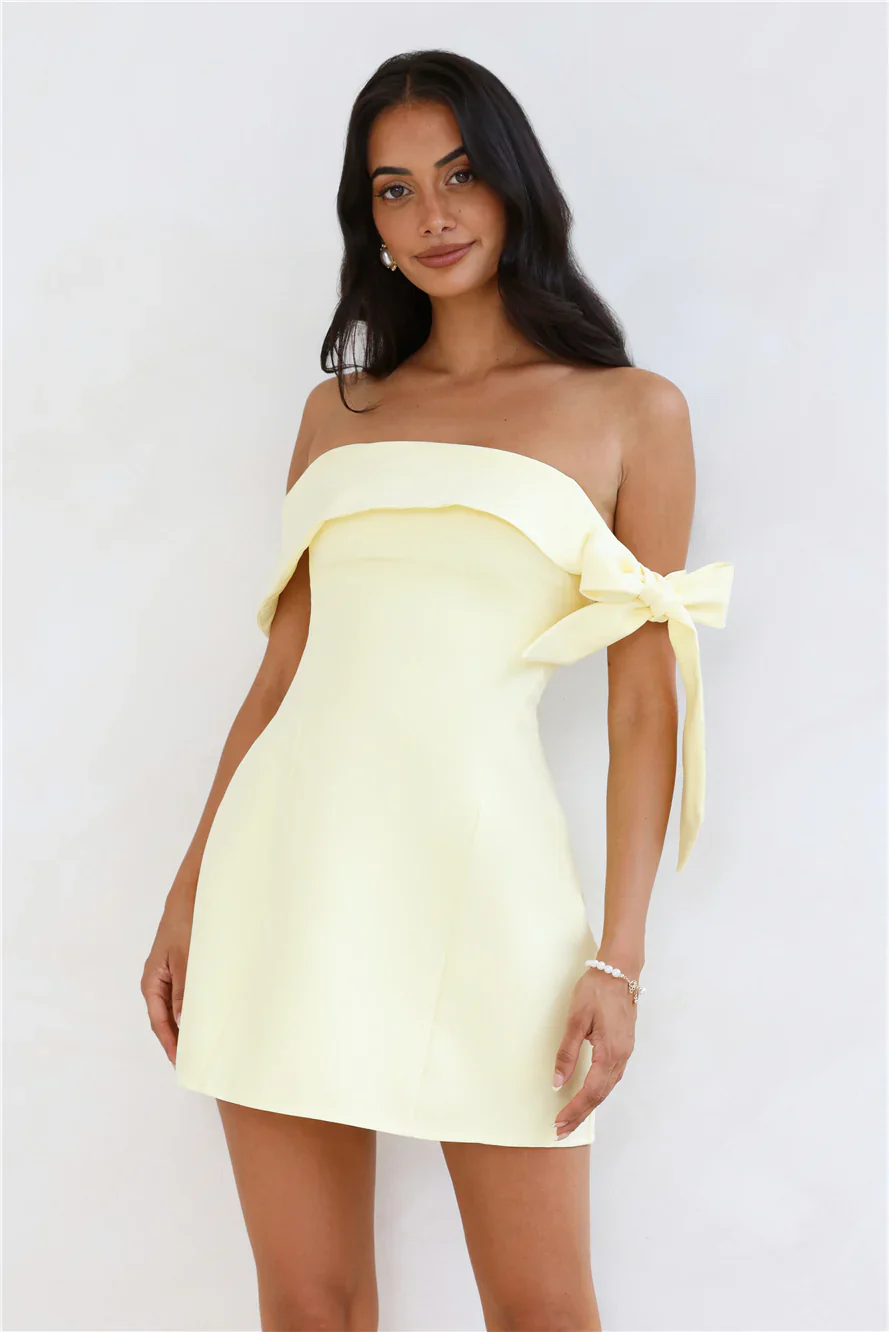 Seashell Dream Off Shoulder Mini Dress Yellow