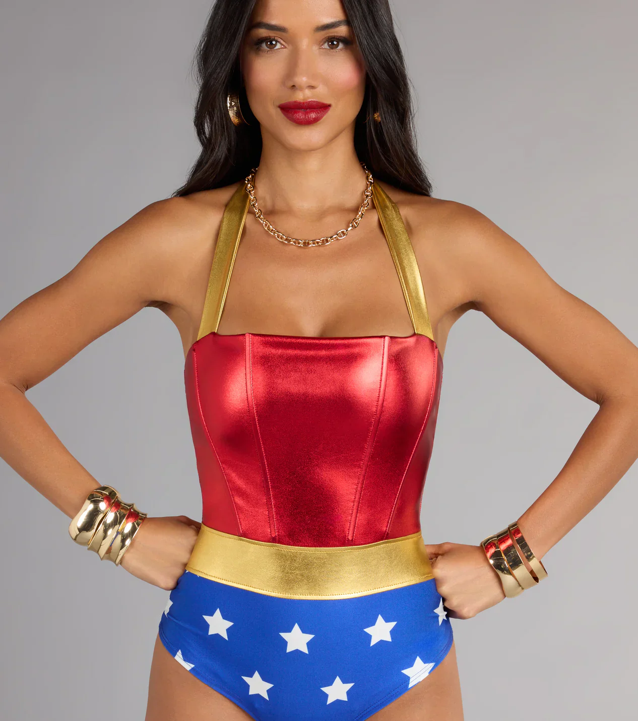 Halloween Costume Lady Justice Halter Bodysuit