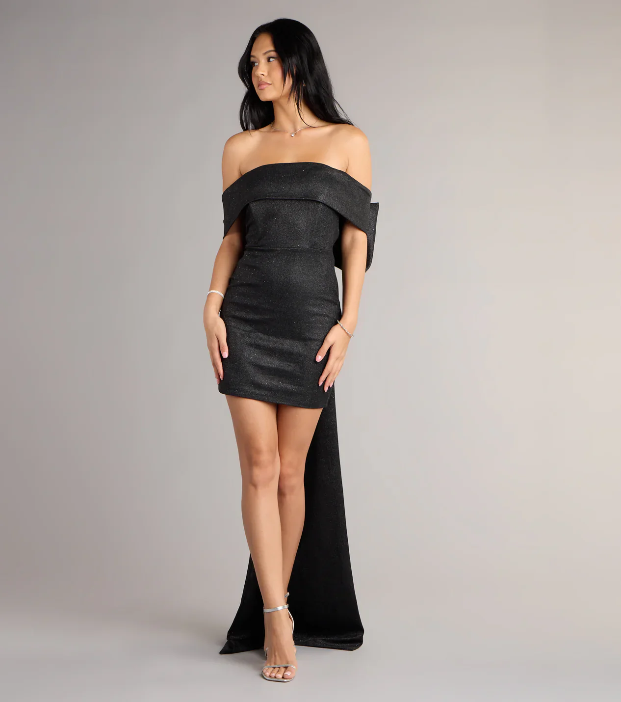 Lucinda Glitter Bow Mini Dress