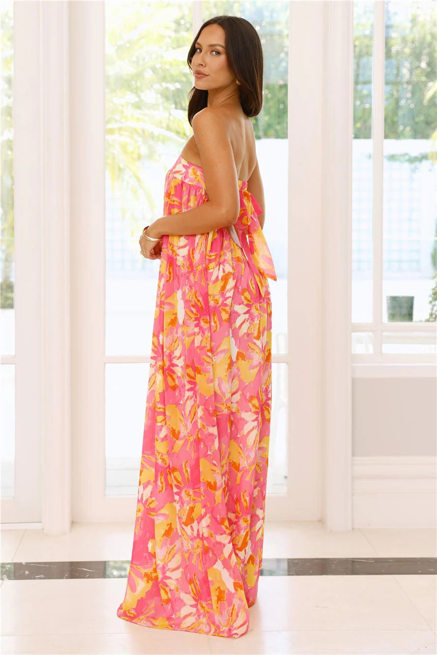 Sunshine State Of Mind Strapless Maxi Dress Pink