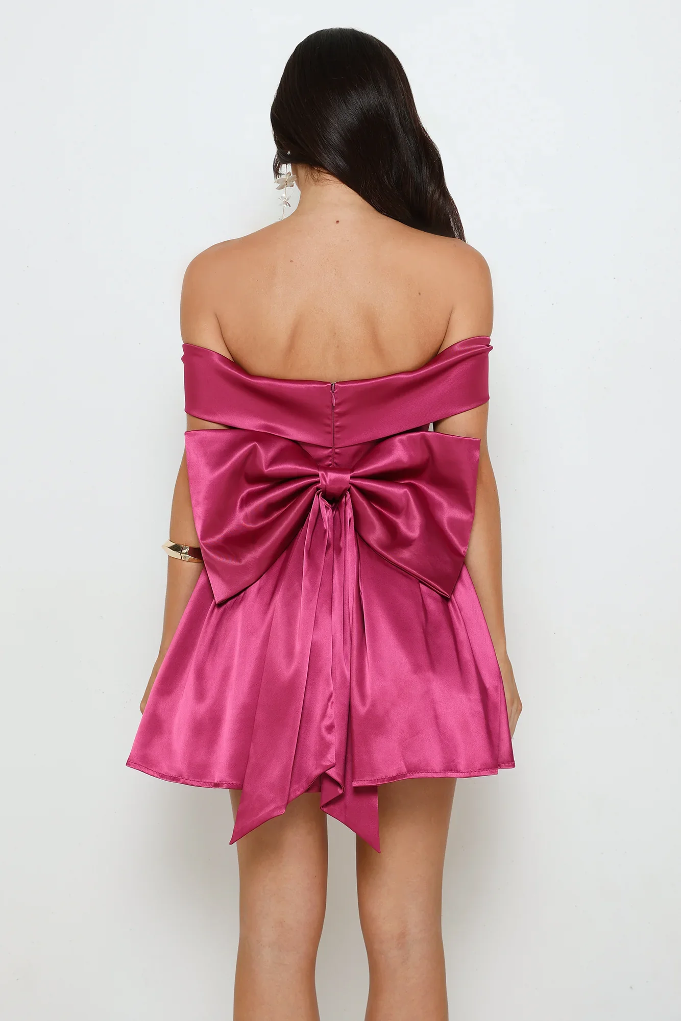 Luxe Language Off Shoulder Mini Dress Berry