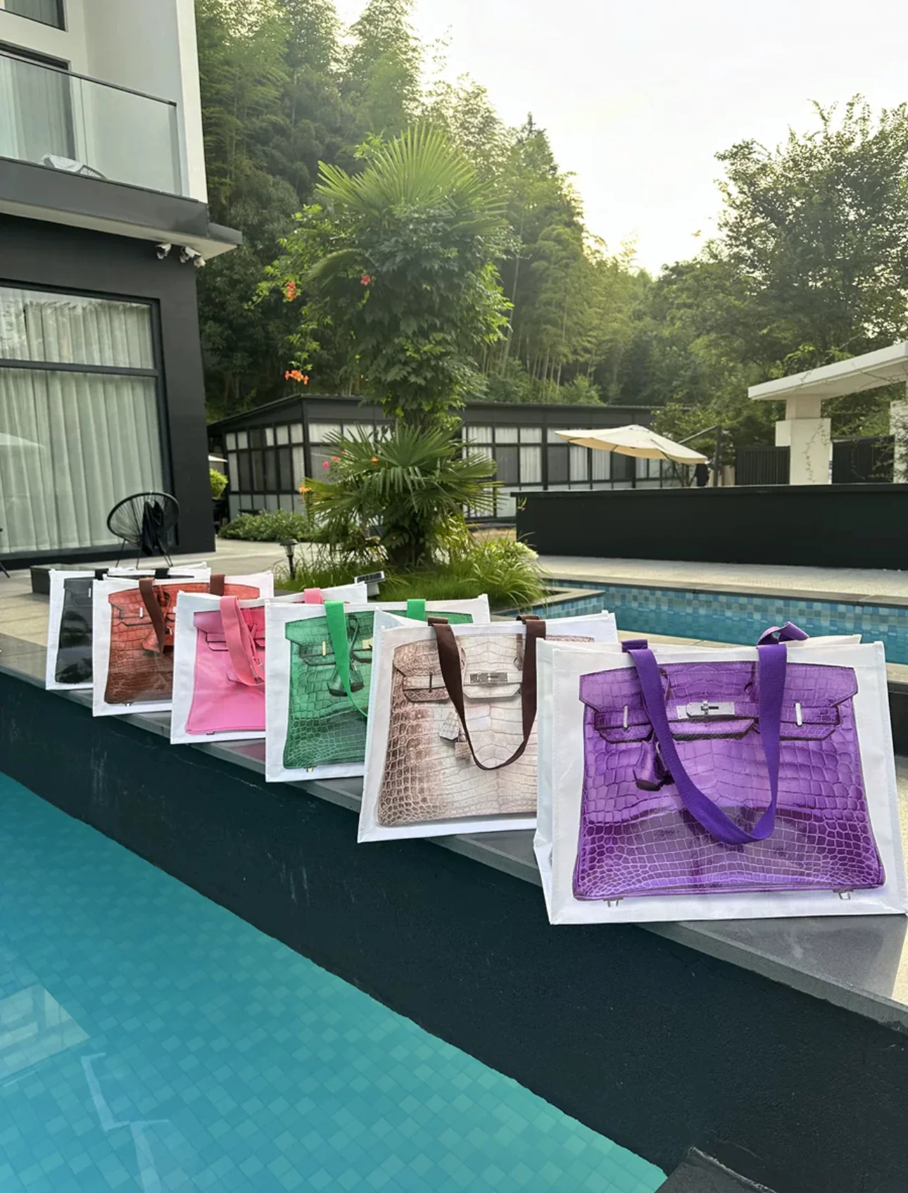 Grocery Bags Creative Parody Platinum Bag Print Woven Bag Fire Over The Net Birkin Fitness Casual Bag
