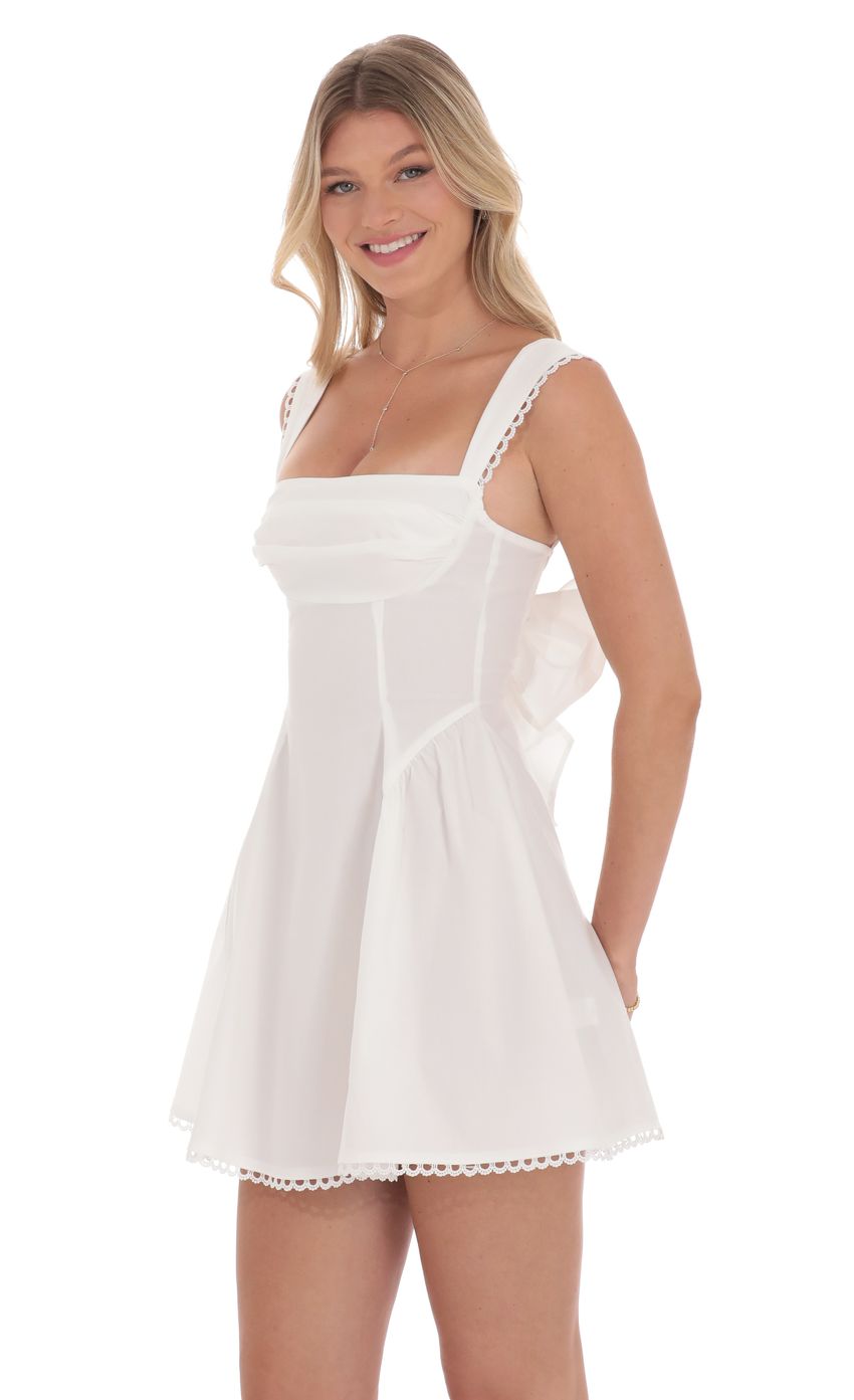 Embroidered Strap Fit and Flare Dress in White