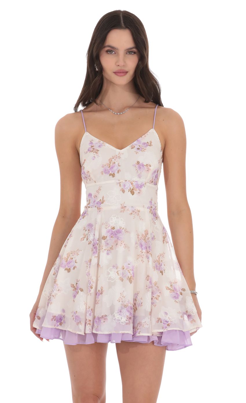 Floral Fit and Flare Dress in Cream