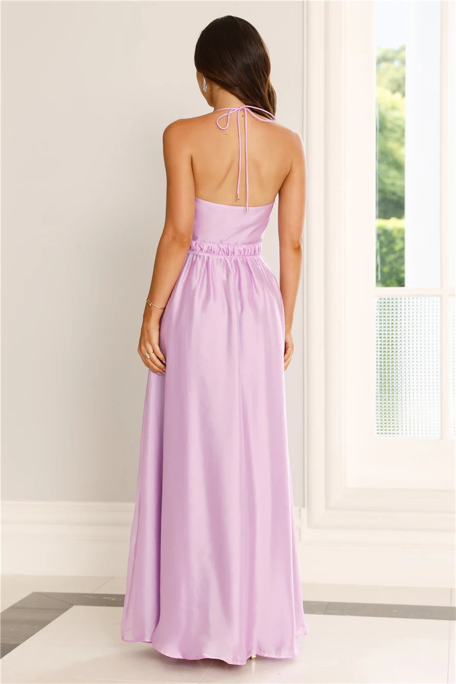 Elegant Delights Halter Maxi Dress Purple