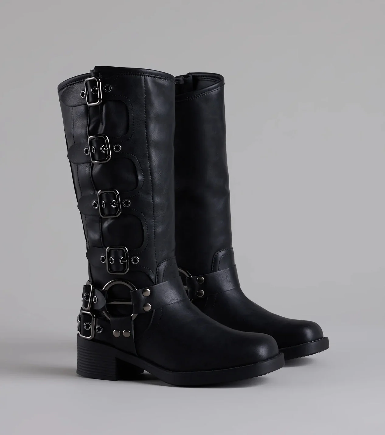 Totally Edgy Buckled Square Toe Boots