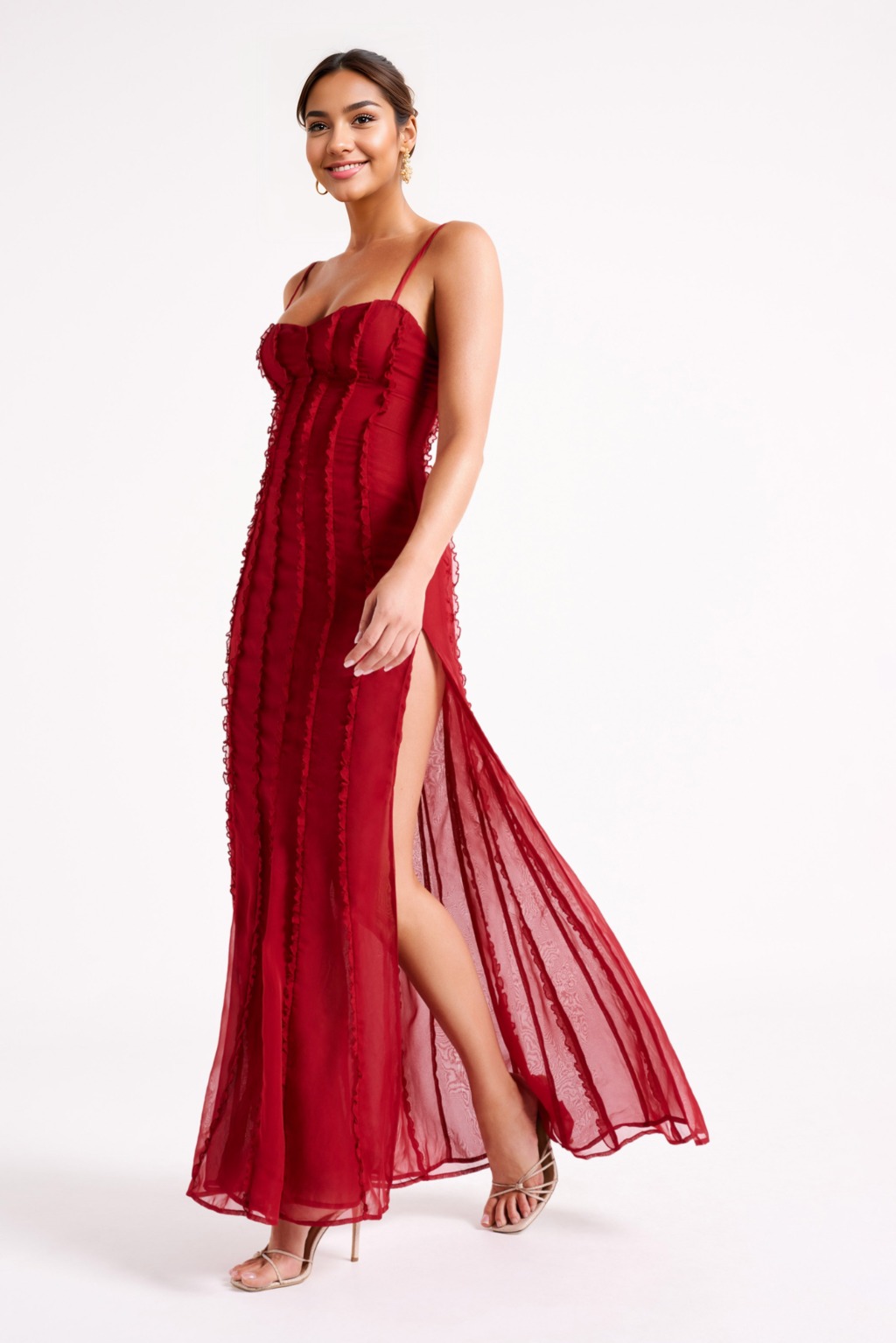 Jacinta Chiffon Maxi Dress - Vermilion Red