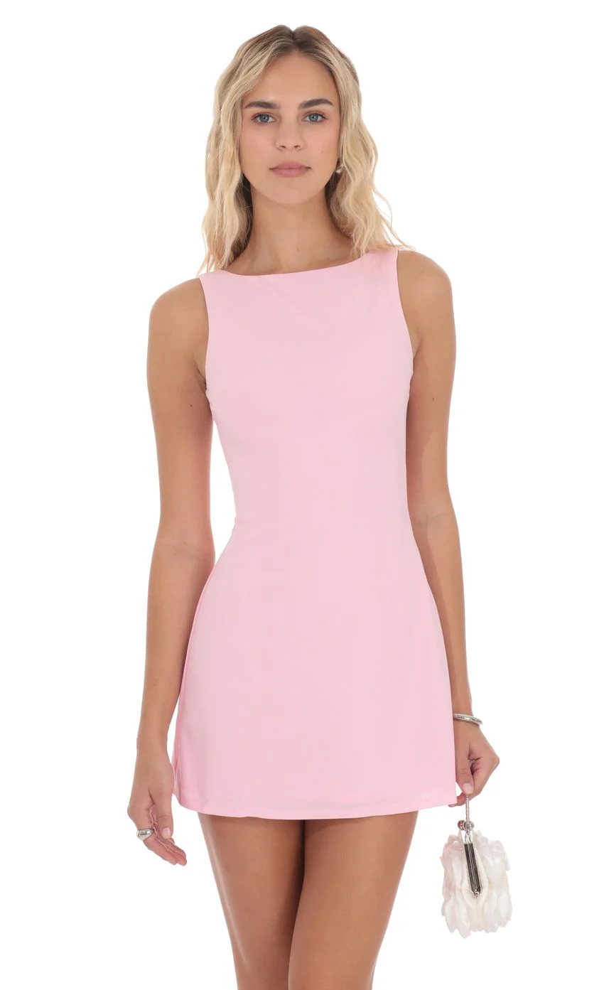 Pearl Butterfly Open Back Dress in Pink