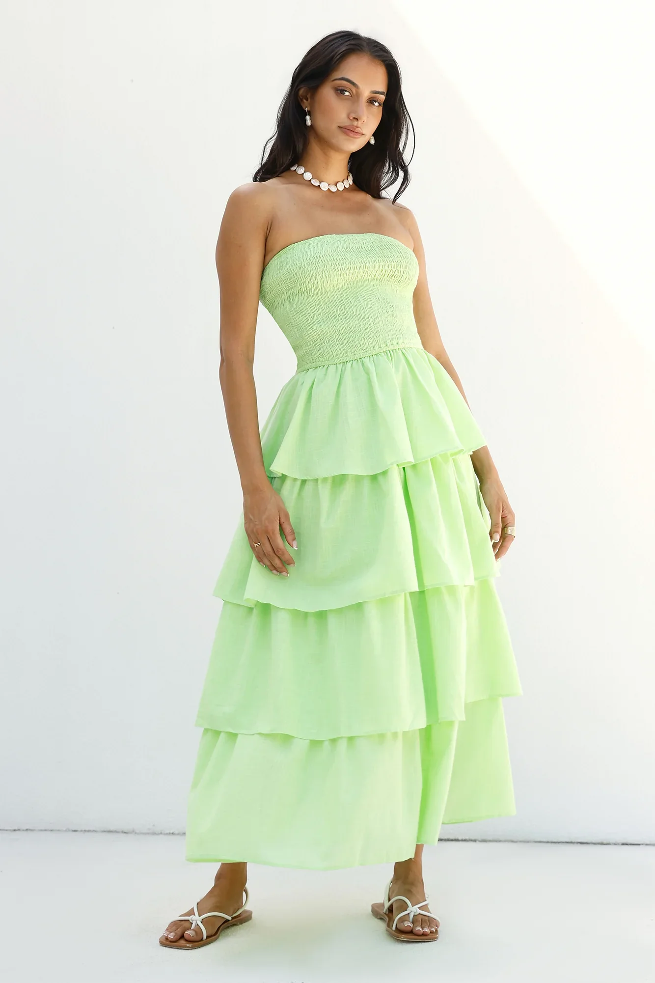 Glass Slipper Strapless Maxi Dress Green