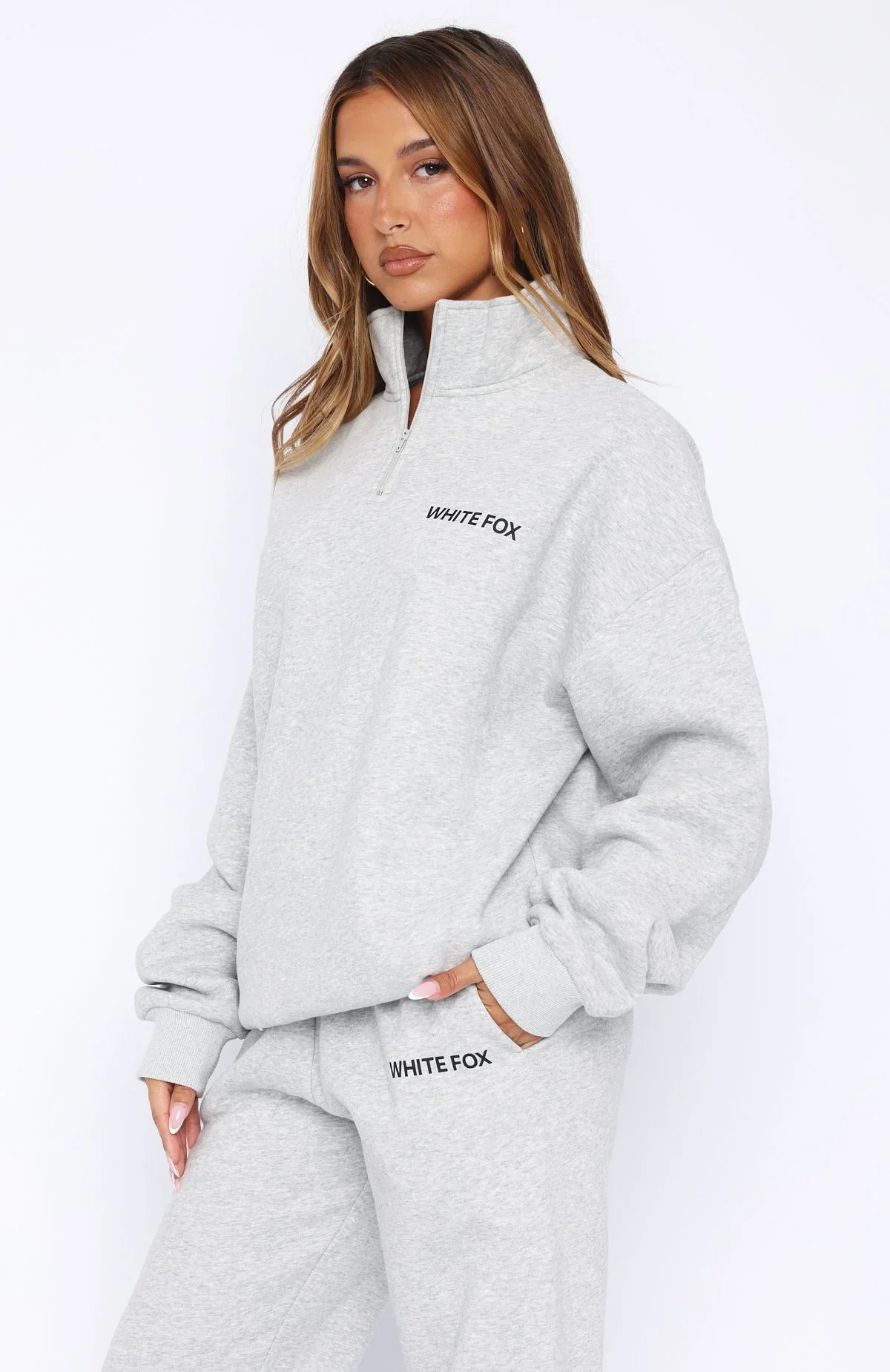 Core Classic Zip Front Sweater Dark Grey Marle