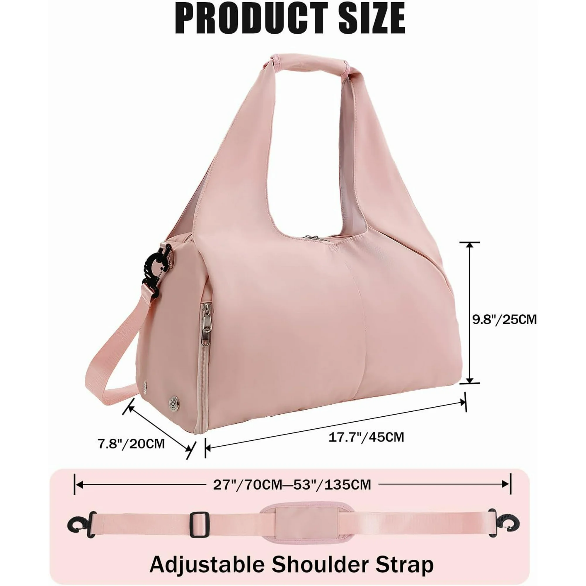 Gym Bag for Women with Shoe Compartment Yoga Mat Bag with Wet Pocket and Water Bottle Holder Weekender Bag with Shoulder Strap, Gray