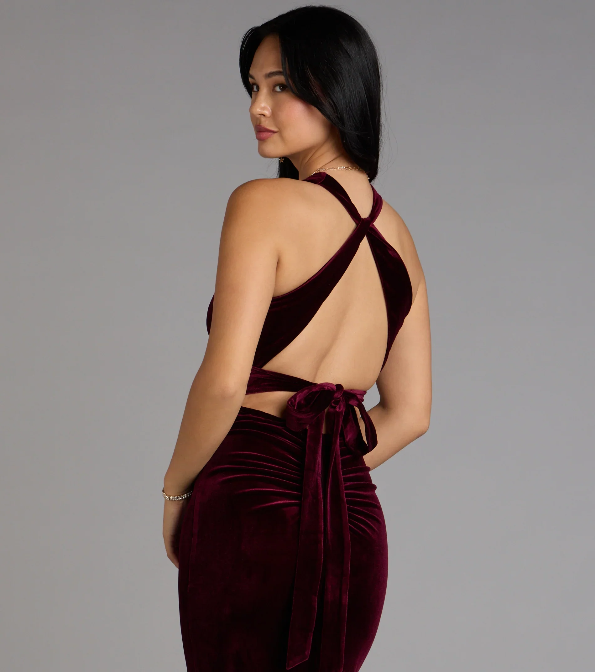 Vivienne Velvet Tie-Back Formal Dress