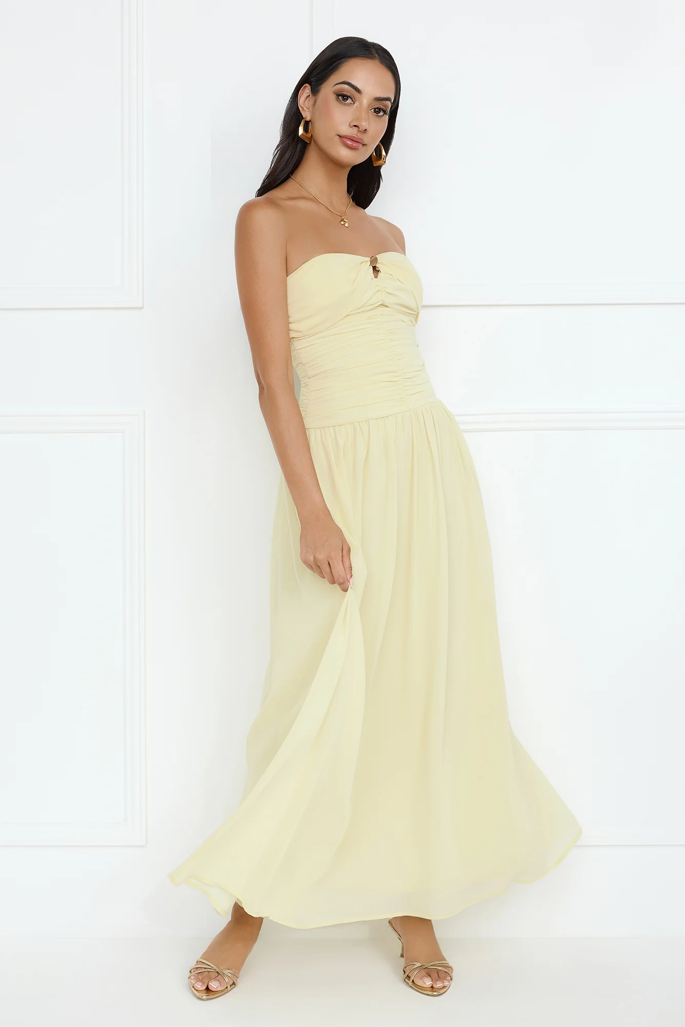 Enchanted Edit Strapless Maxi Dress Yellow