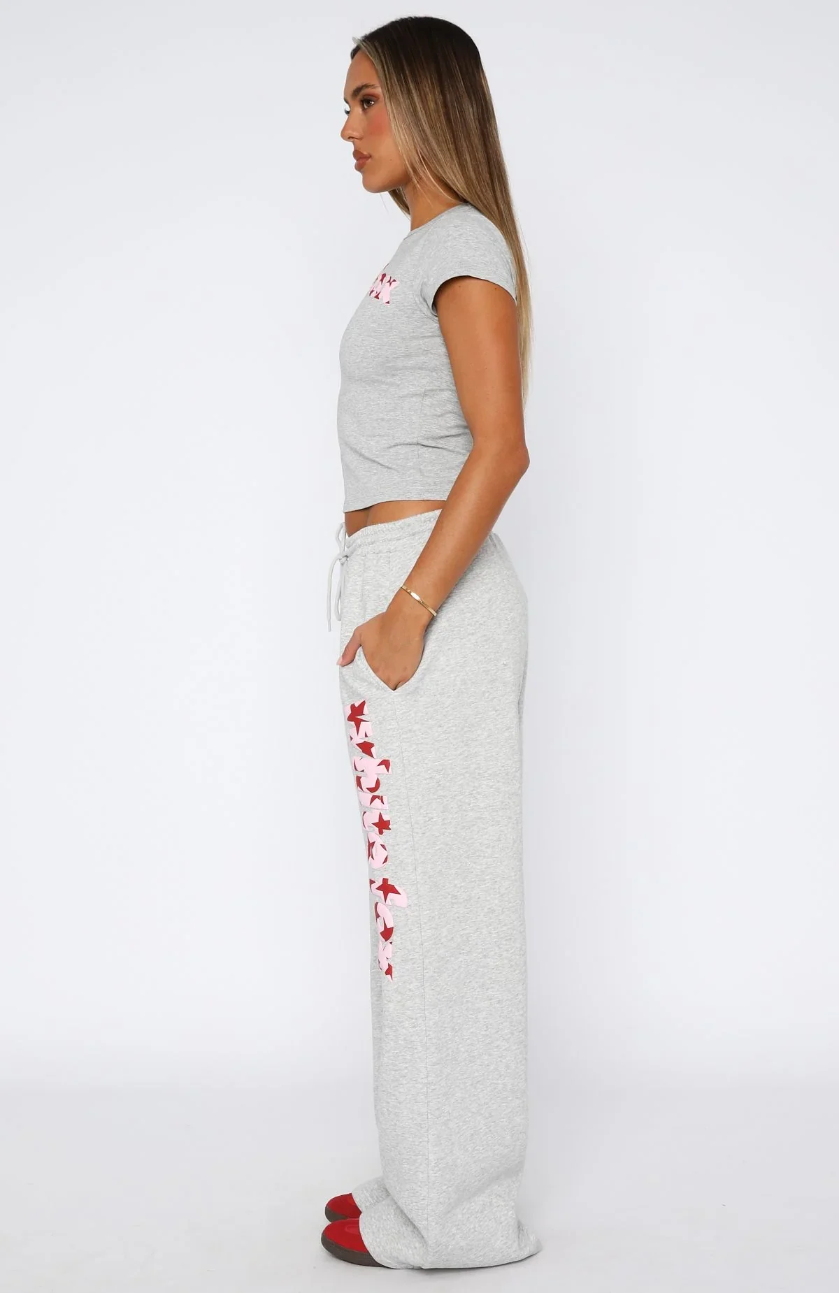 From The Archives Jaxx Wide Leg Sweatpant Dark Grey Marle