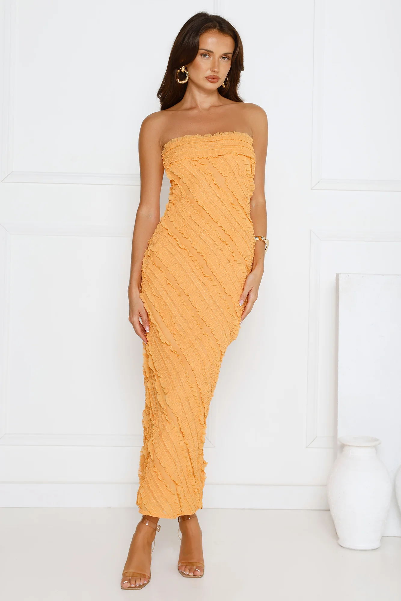 Daydream Delight Strapless Maxi Dress Orange