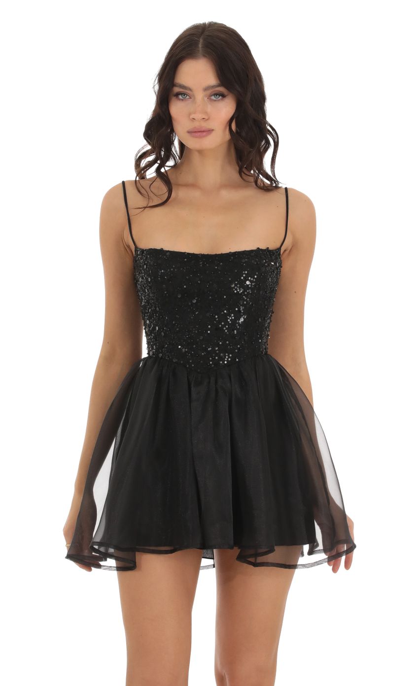 Fortuna Sequin Corset Dress in Black