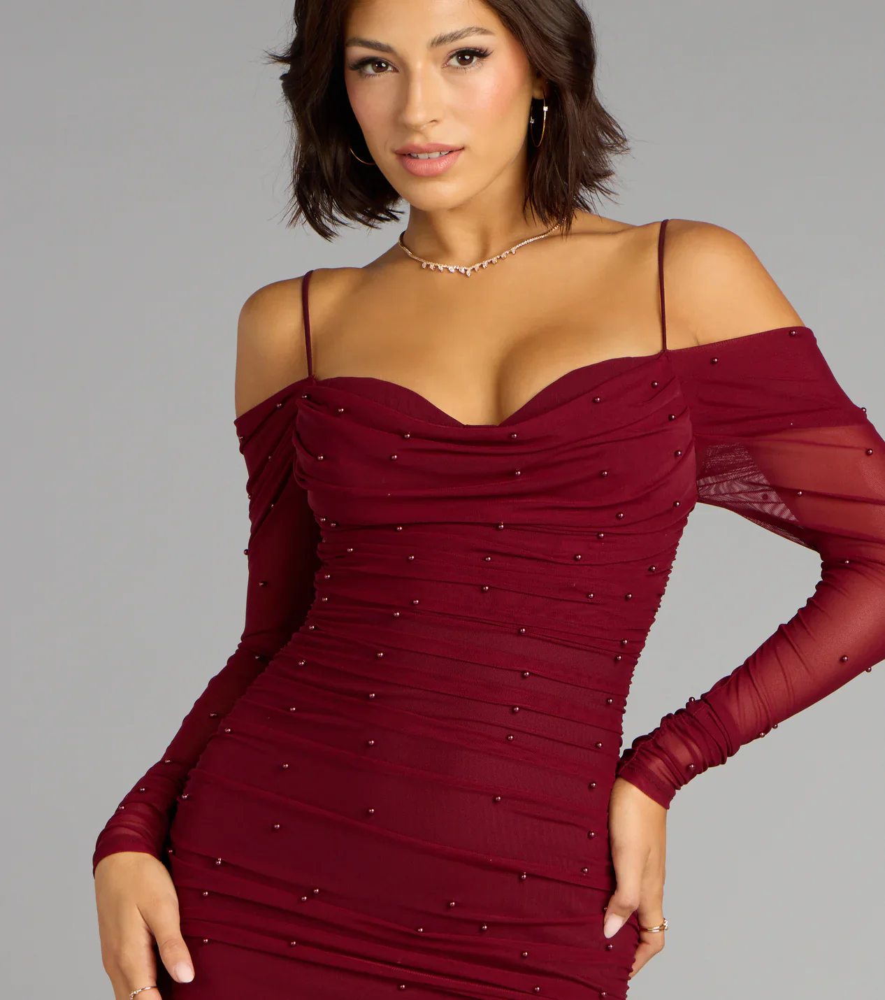 Lindsey Pearl Cold Shoulder Mermaid Formal Dress