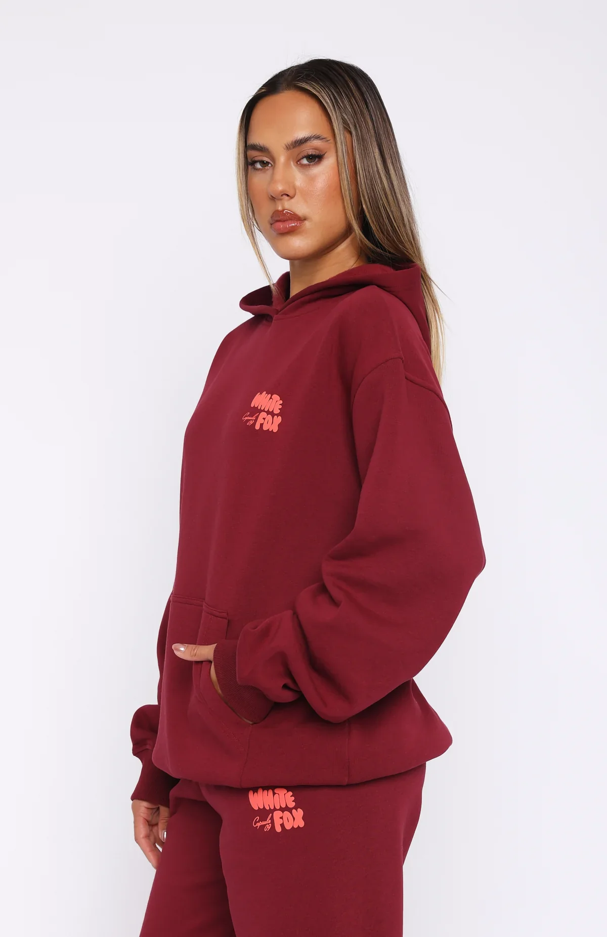 Capsule 9 Star Of The Moment Oversized Hoodie Burgundy