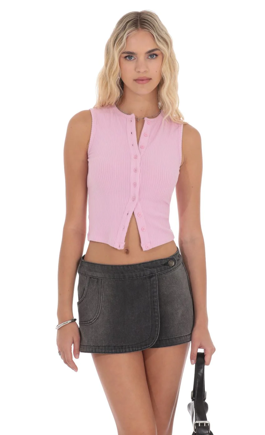 Denim Wrap Skort in Faded Black