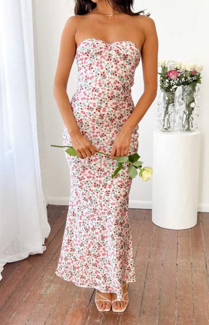 Ashley Orange Floral Formal Maxi Dress