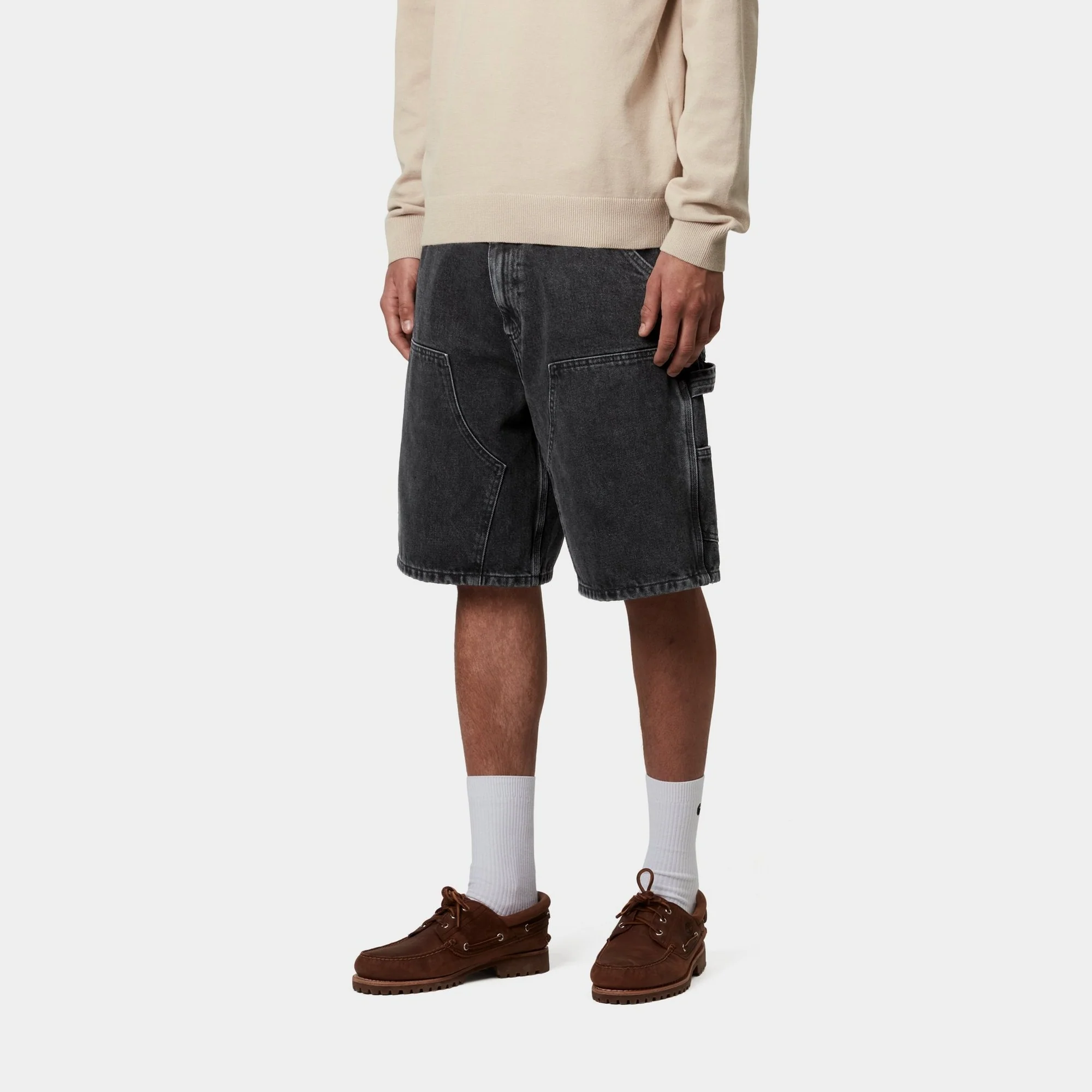 Double Knee Short | Black (stone washed)