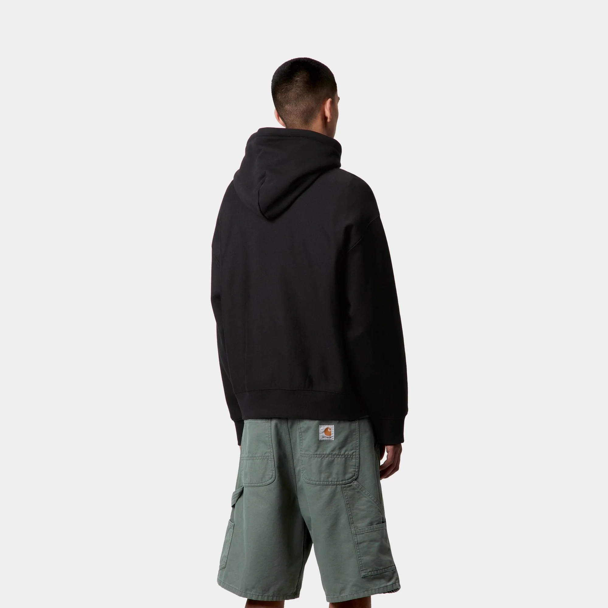 Hooded Label Script Sweatshirt | Black