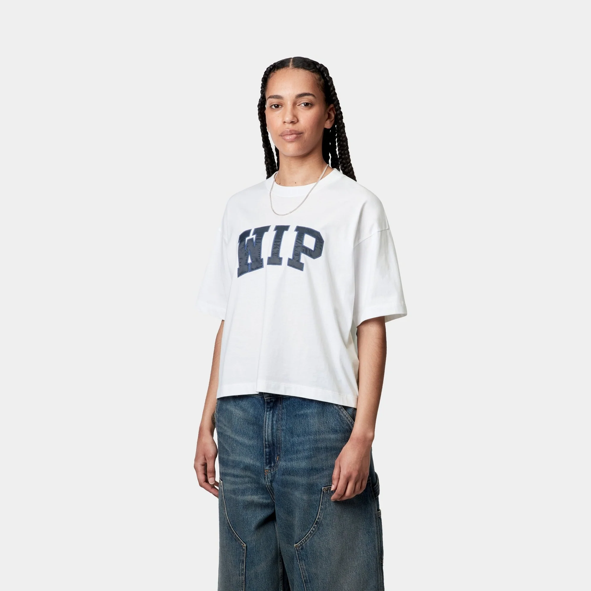 Women’s WIP T-Shirt | White / Dusky Blue