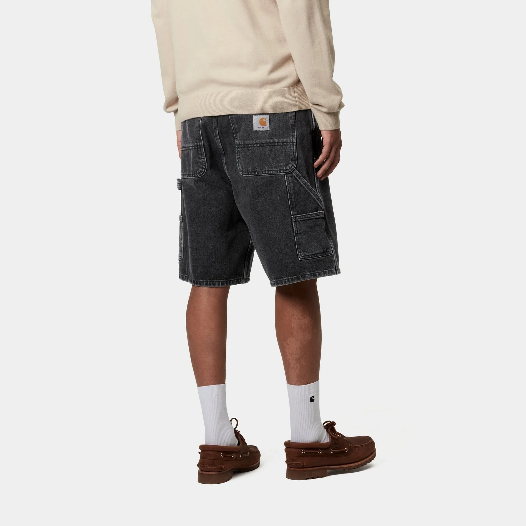 Double Knee Short | Black (stone washed)