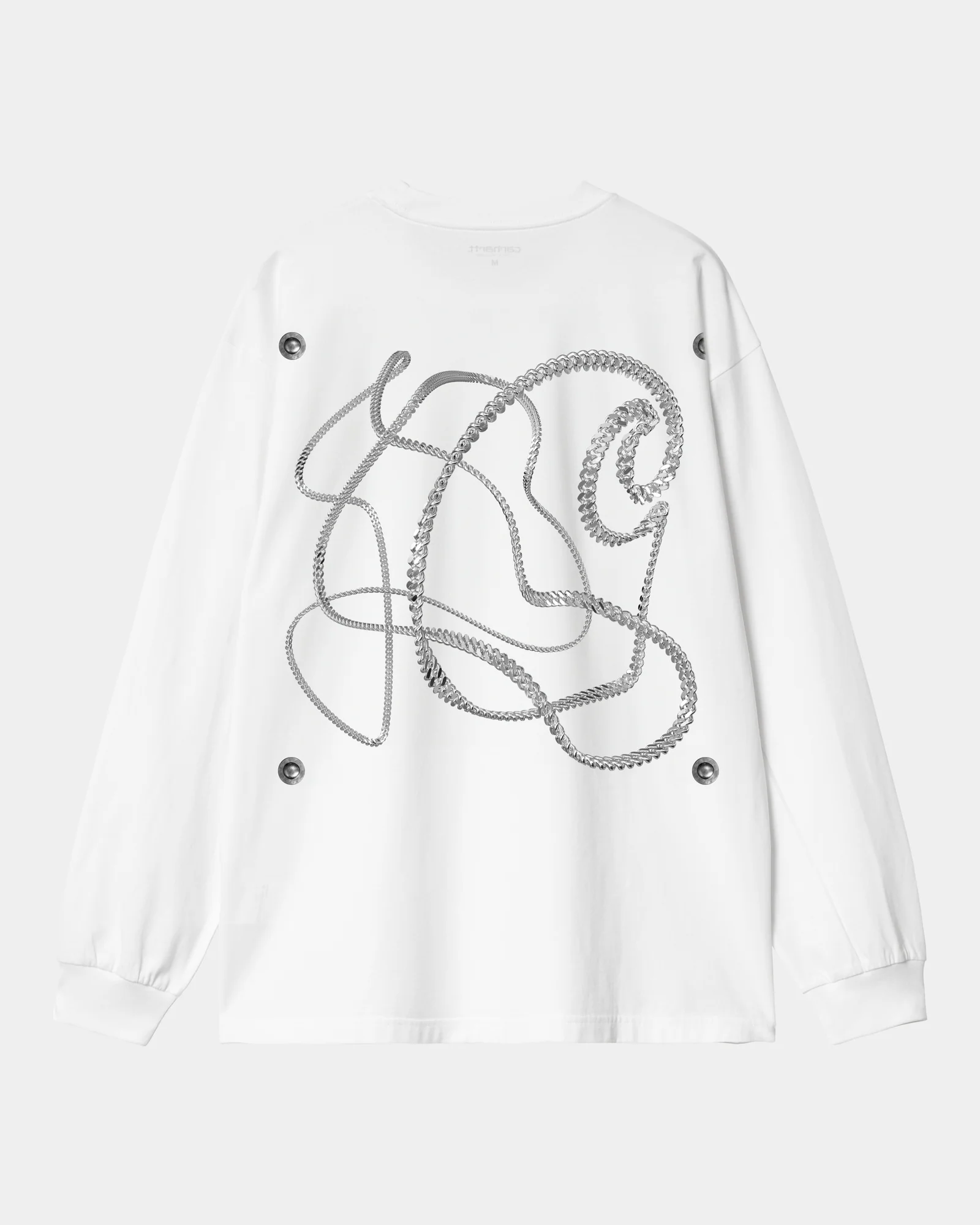 Chain Link Long Sleeve T-Shirt | White / Silver