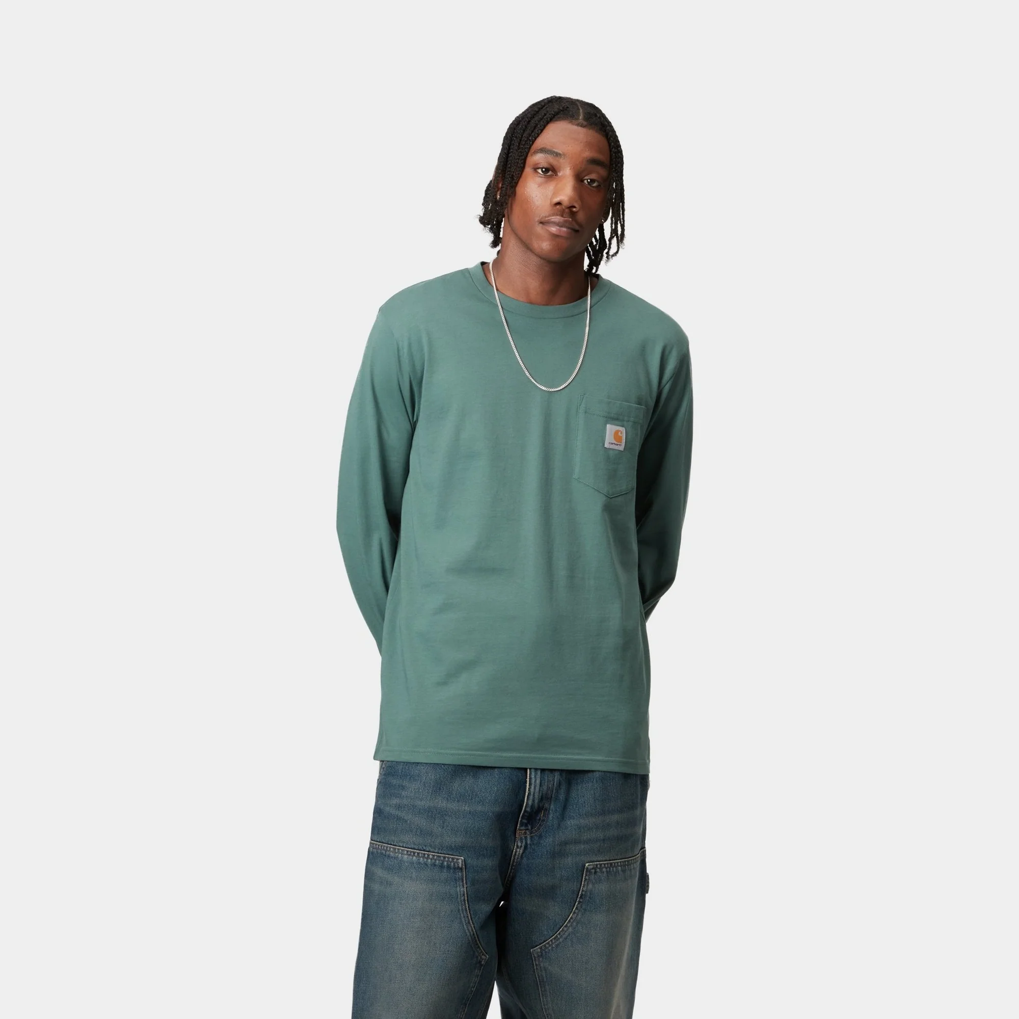 Long Sleeve Pocket T-Shirt | Silver Pine