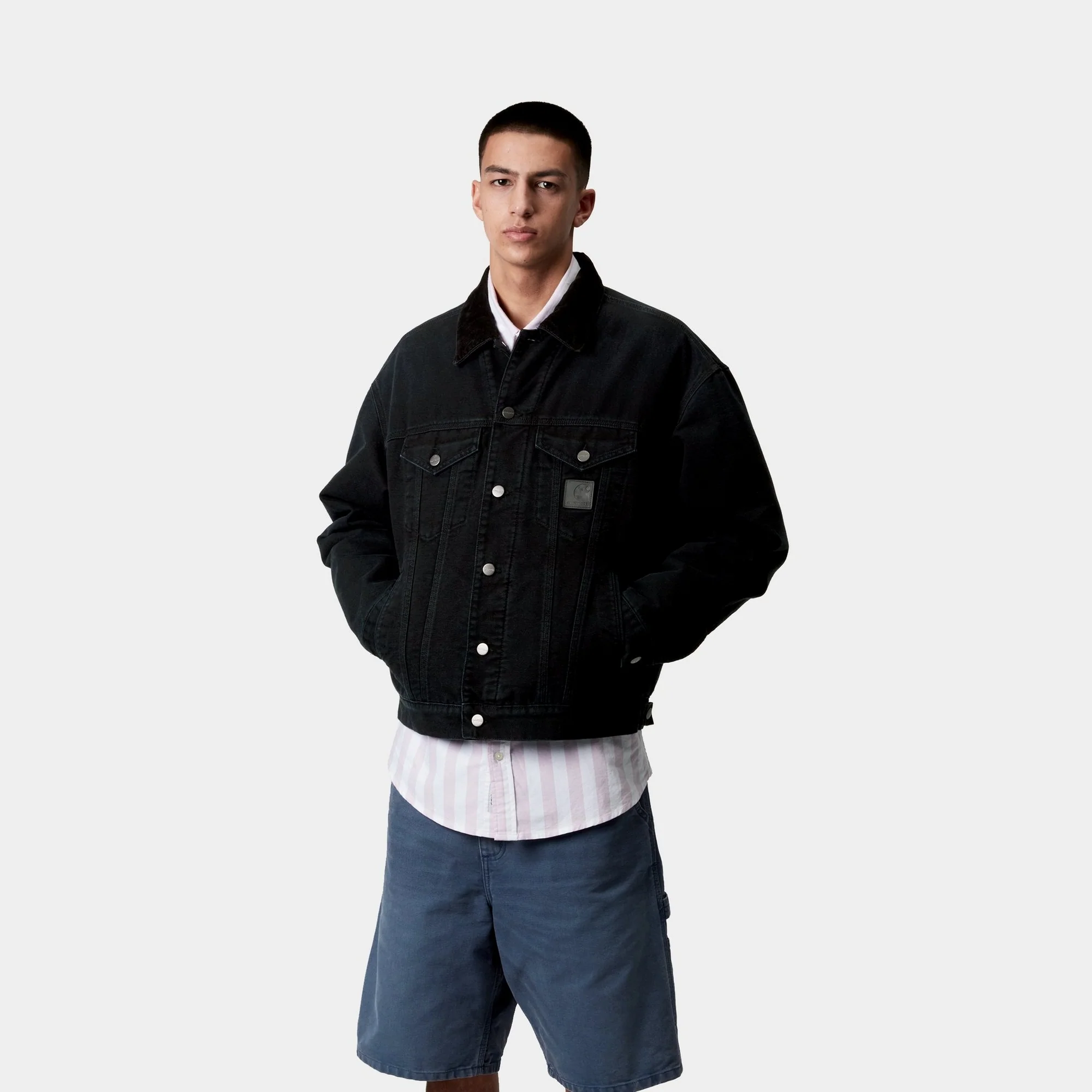 Dayton Trucker Jacket | Black / Black (stone canvas)