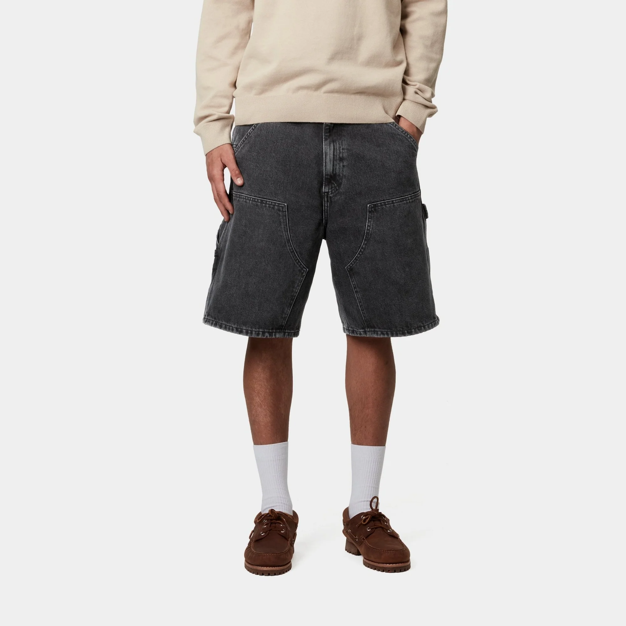 Double Knee Short | Black (stone washed)