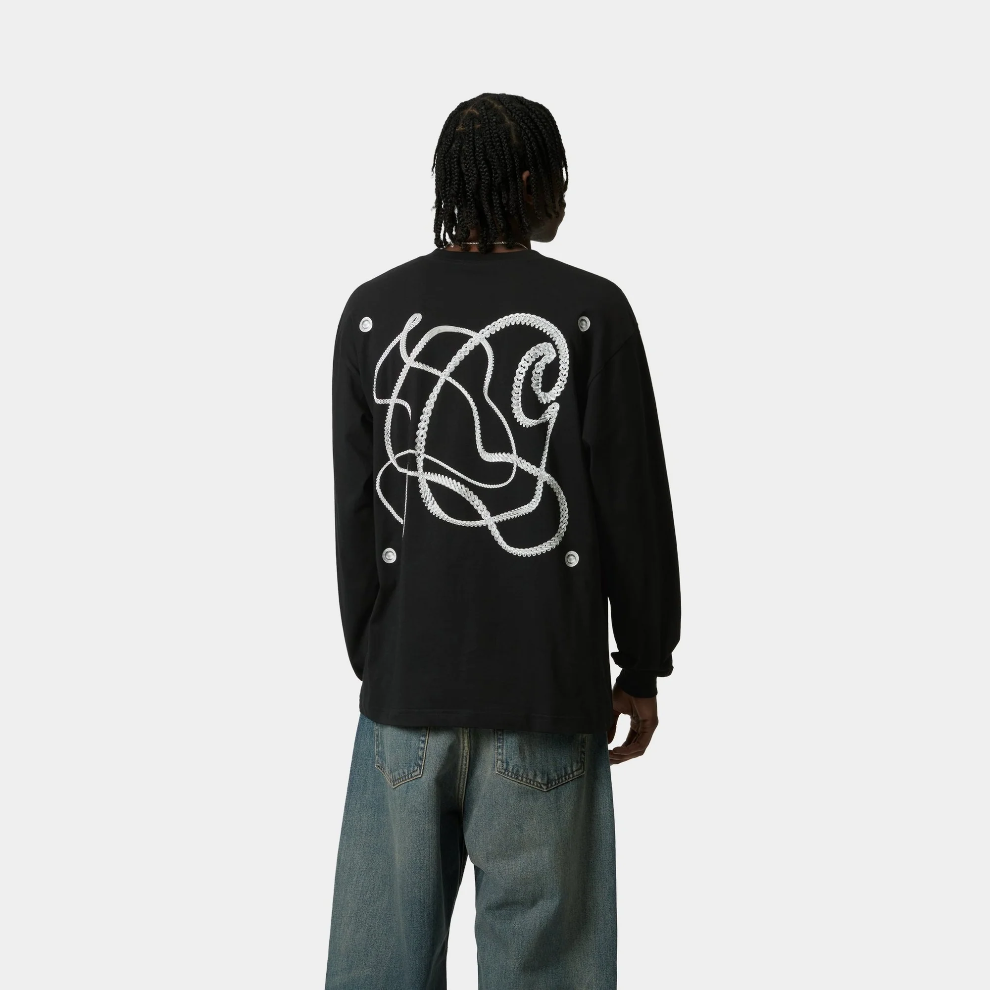 Chain Link Long Sleeve T-Shirt | Black / Silver