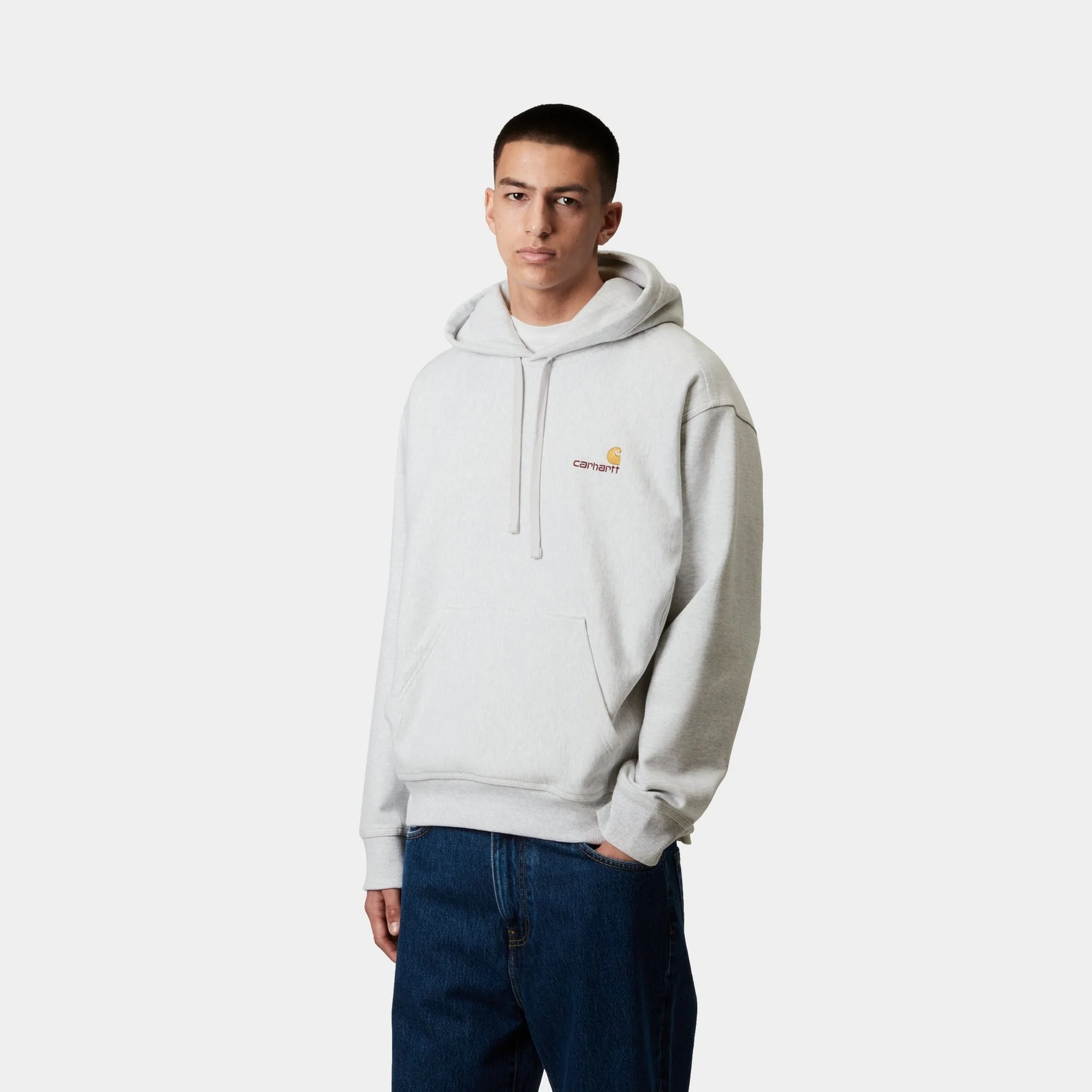 Hooded American Script Sweatshirt | Ash Heather