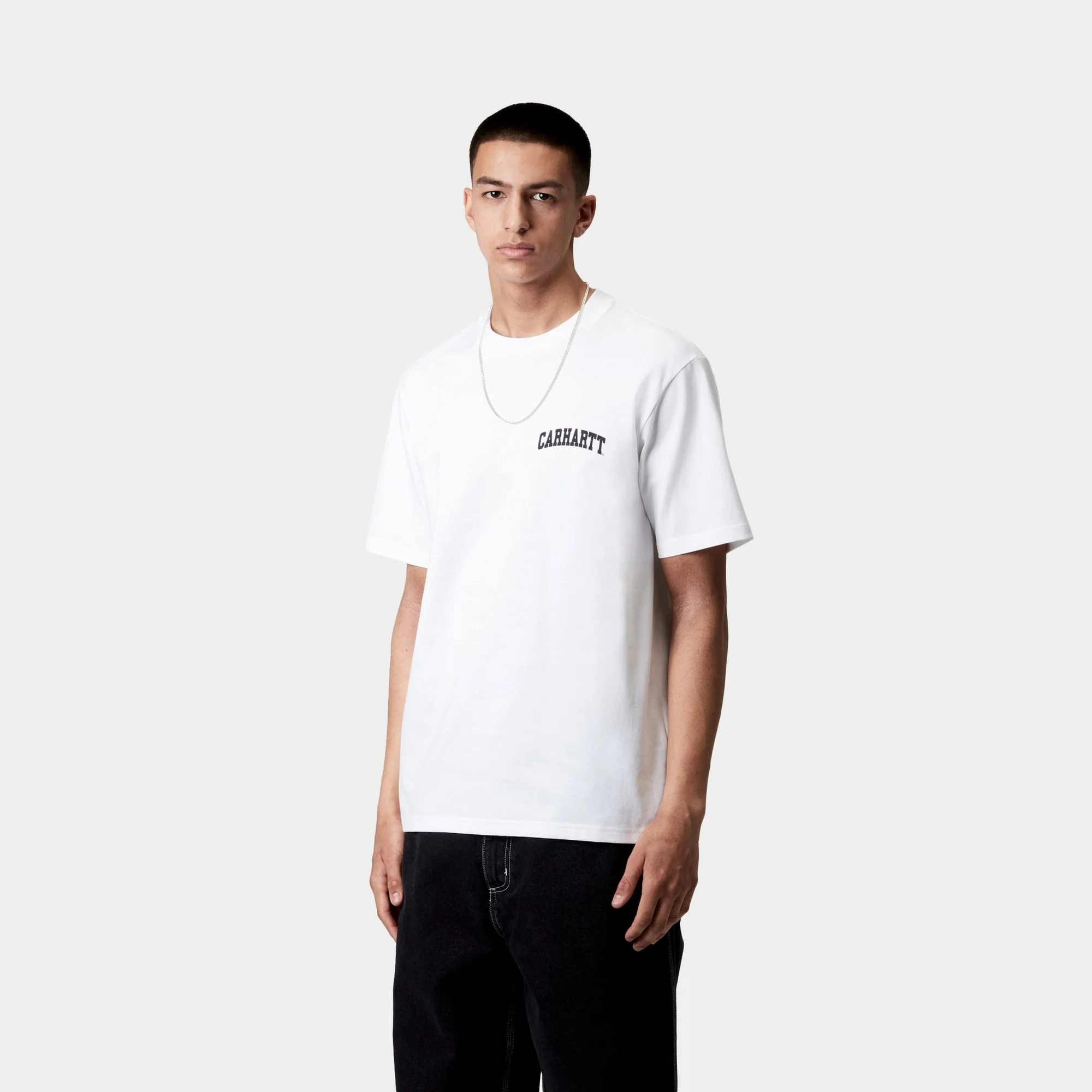 University Script T-Shirt | White / Black