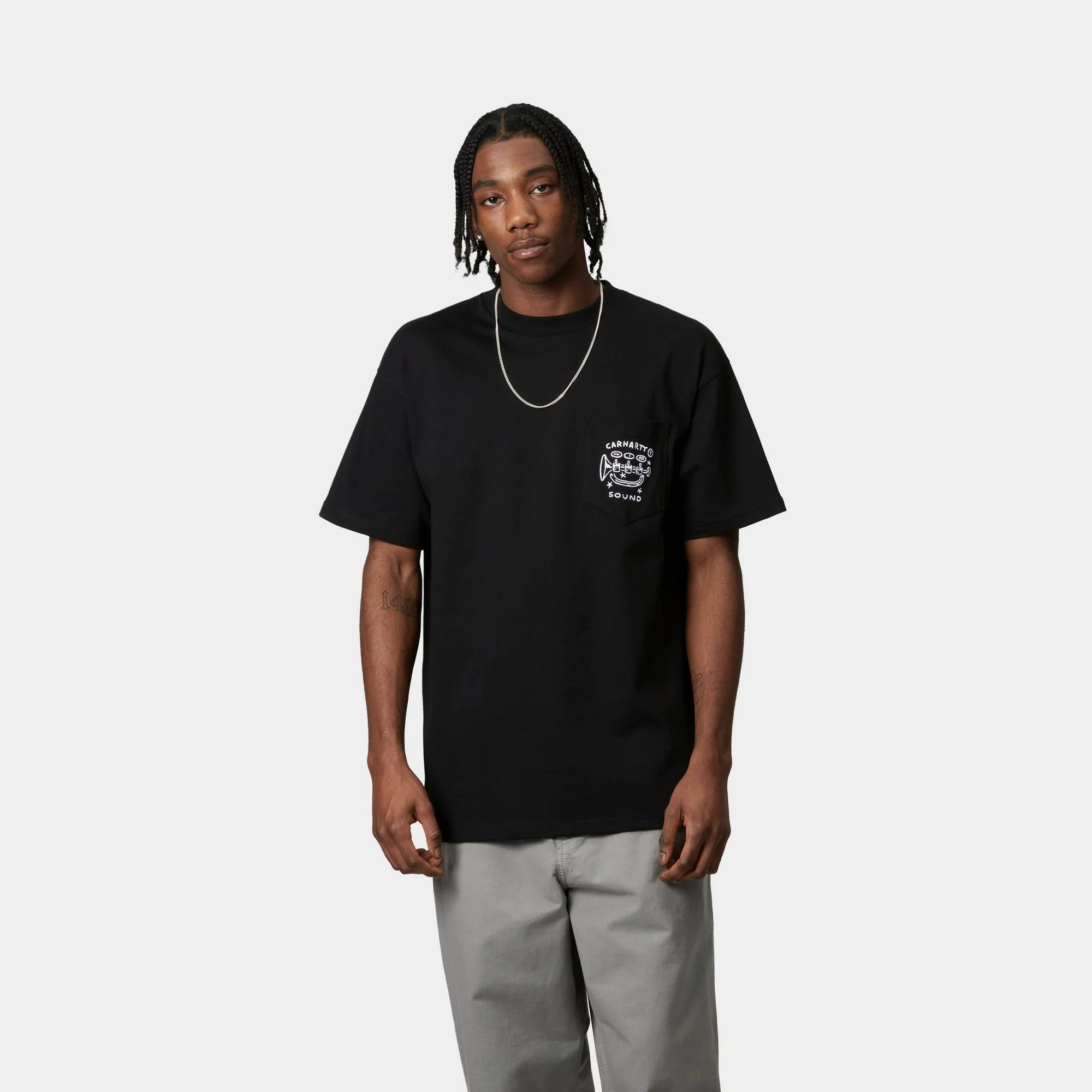 Fragments Pocket T-Shirt | Black / White